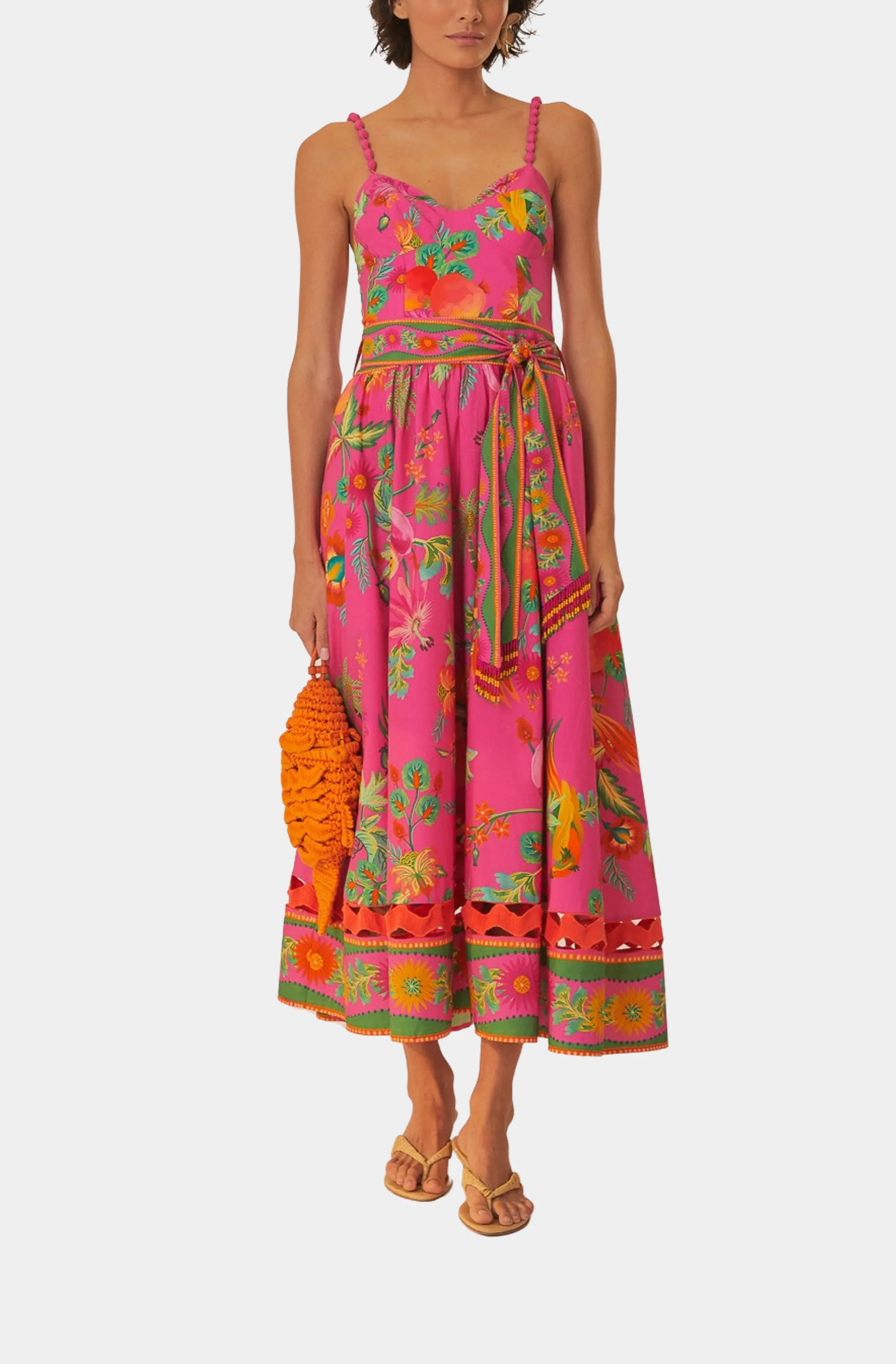 Delicate Fruit Garden Pink Midi Dress