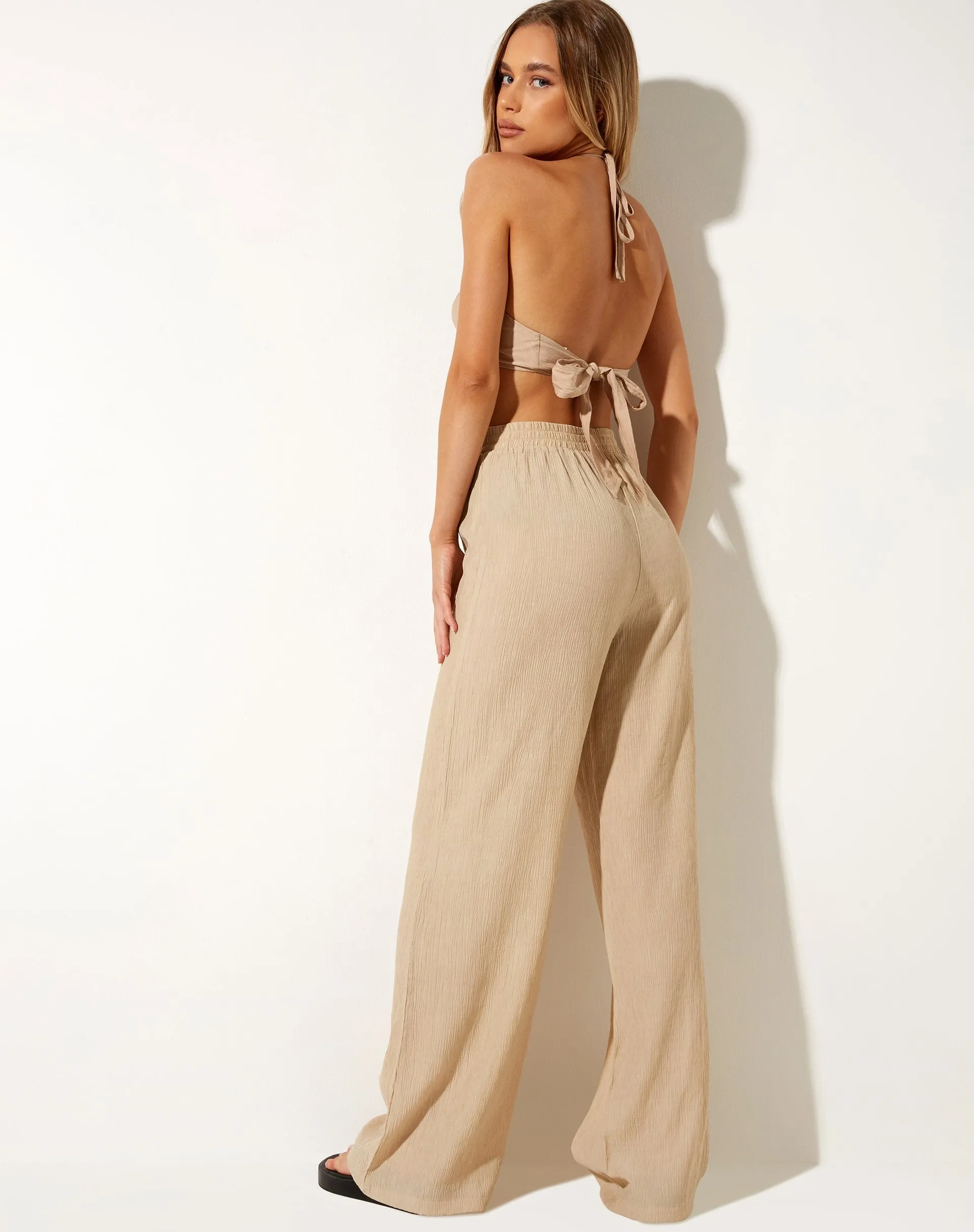 Delphi Crop Top in Crinkle Tan