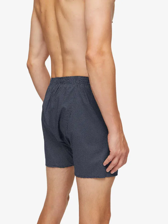 Derek Rose Men's Classic Fit Boxers - Plaza 21 Cotton Batiste Navy