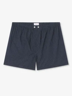 Derek Rose Men's Classic Fit Boxers - Plaza 21 Cotton Batiste Navy