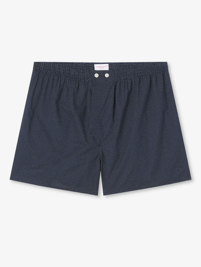 Derek Rose Men's Classic Fit Boxers - Plaza 21 Cotton Batiste Navy