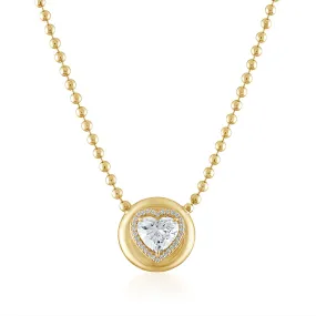 Diamond Heart Button Necklace