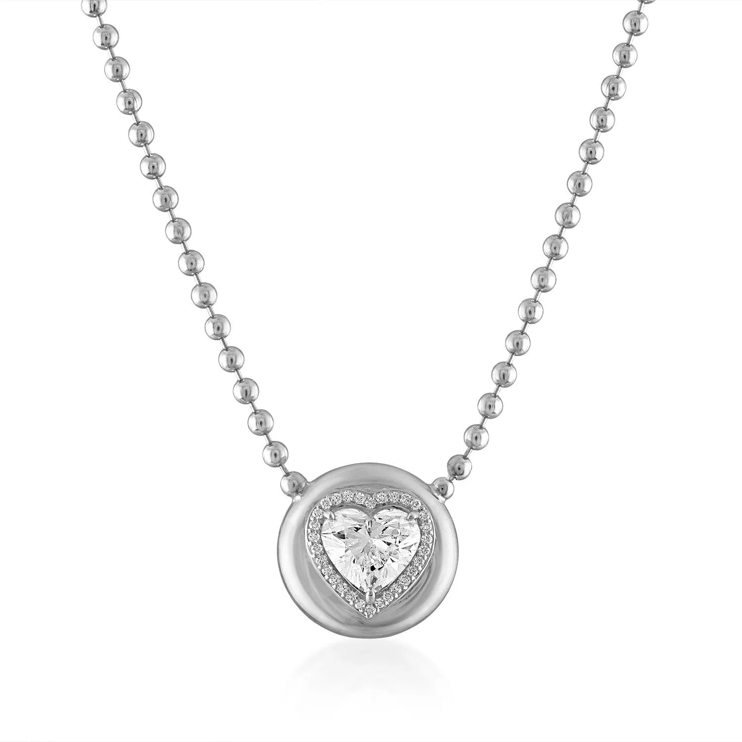 Diamond Heart Button Necklace