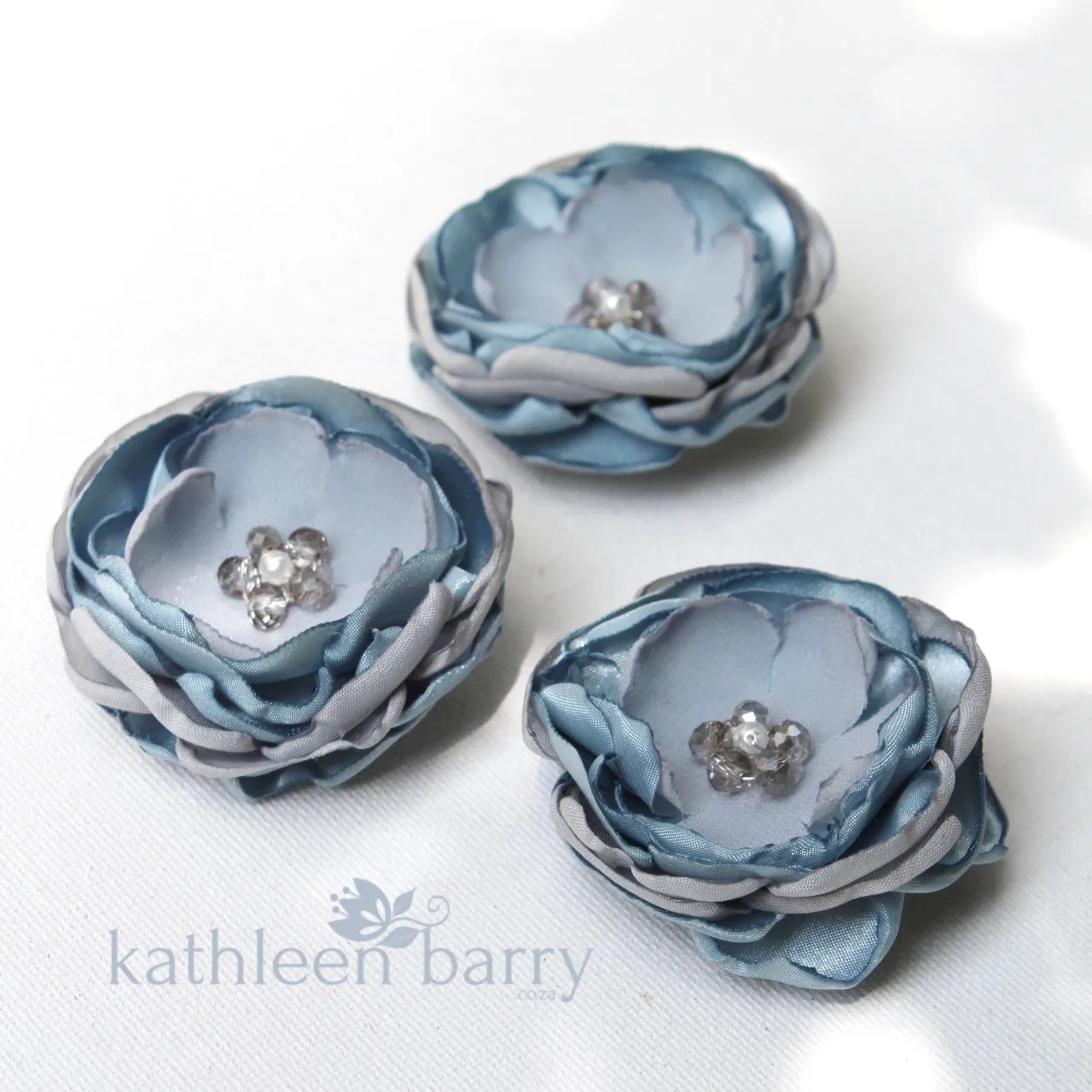 Dusty blue hair flower or brooch - Bride, flower girl, bridesmaid, mother of the bride or groom gifts