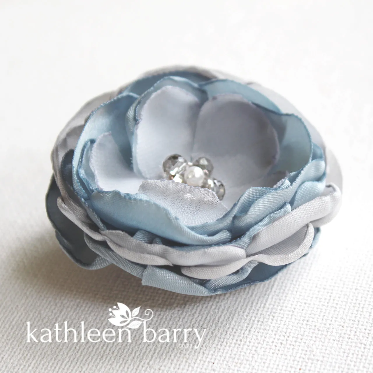 Dusty blue hair flower or brooch - Bride, flower girl, bridesmaid, mother of the bride or groom gifts