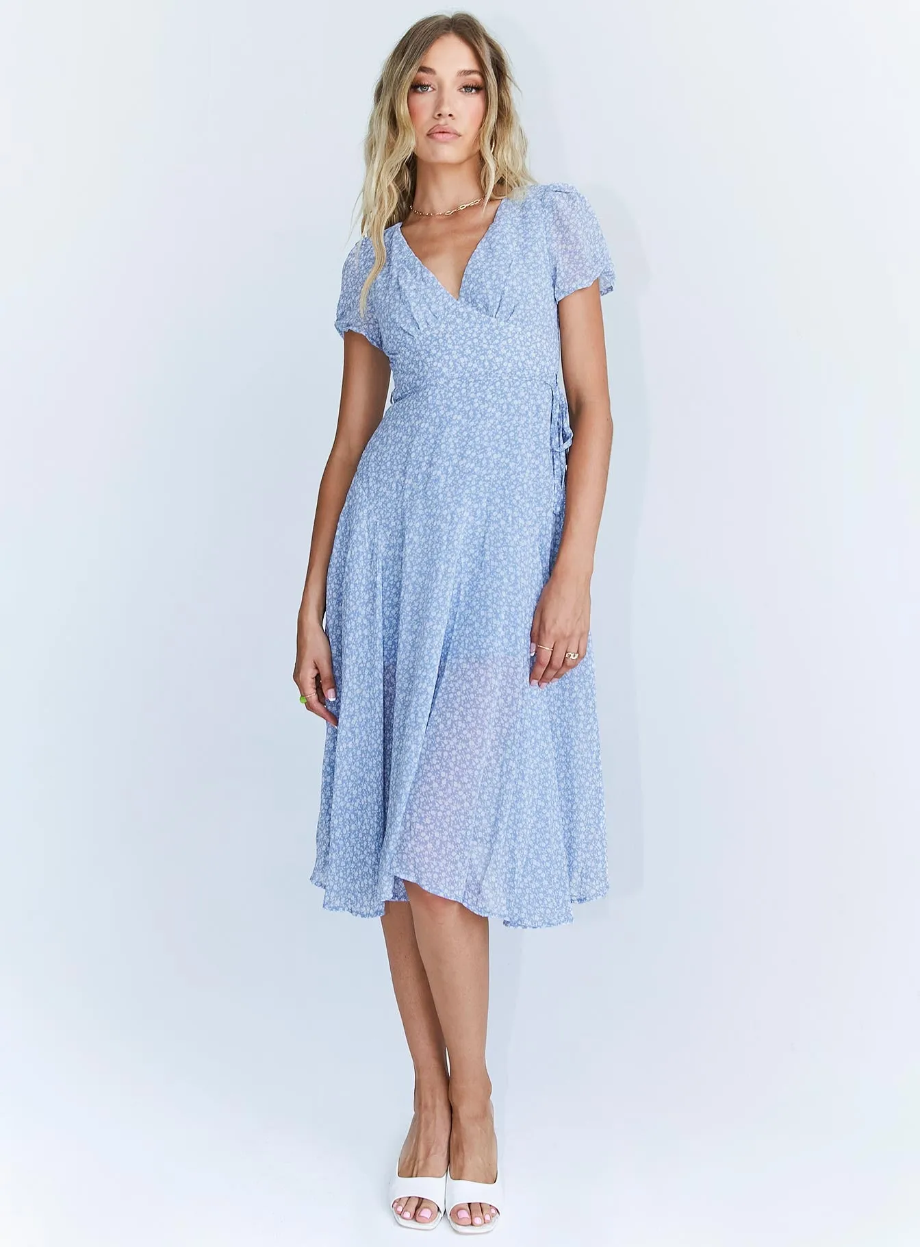 Felleni Midi Dress Blue Floral