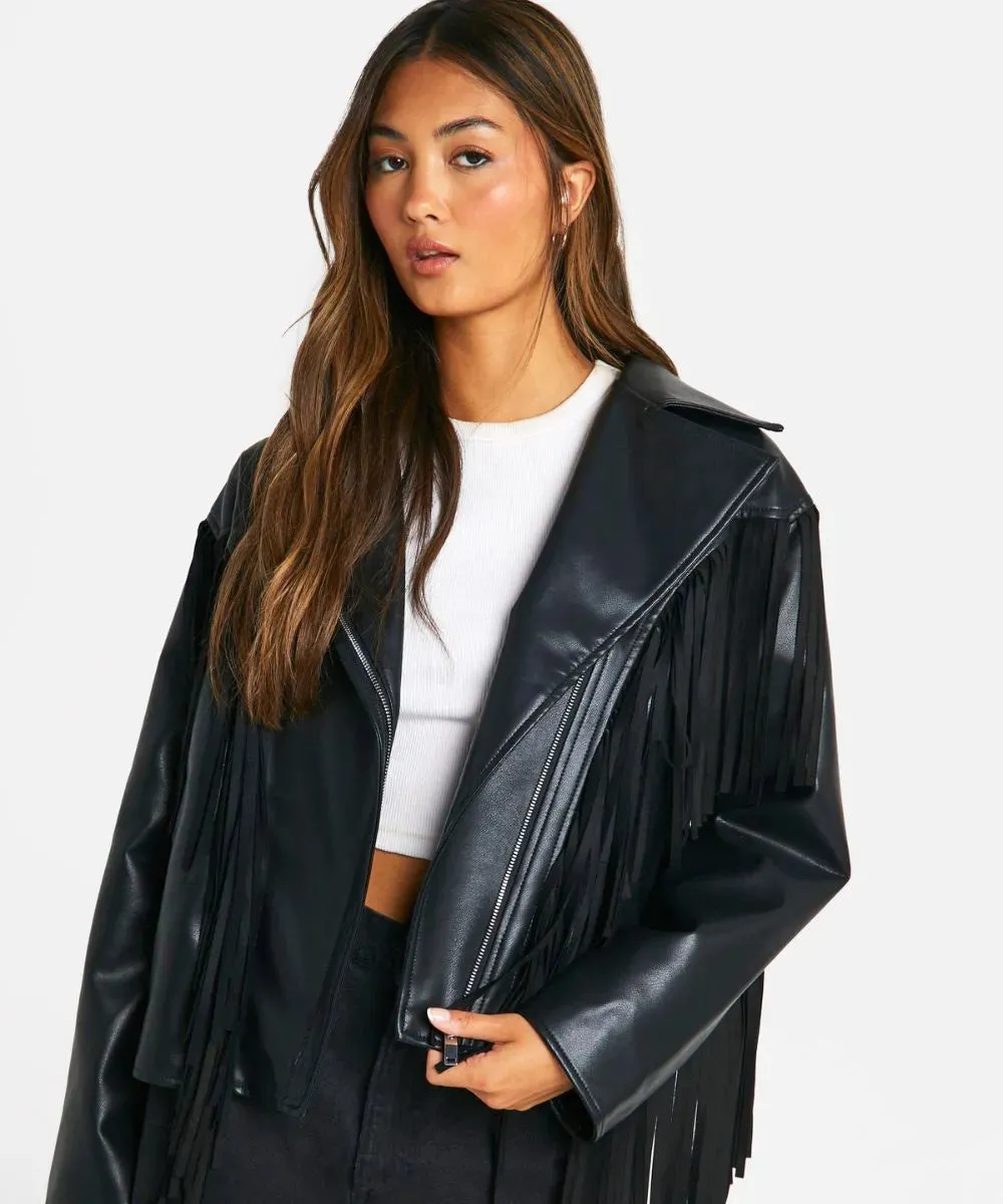 Fringe Biker leather Jacket