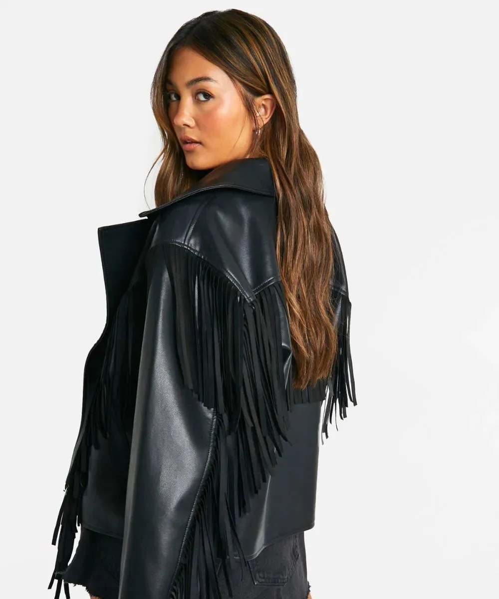 Fringe Biker leather Jacket