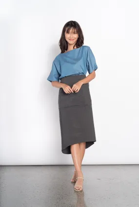 Genesis Long Back Skirt in Charcoal