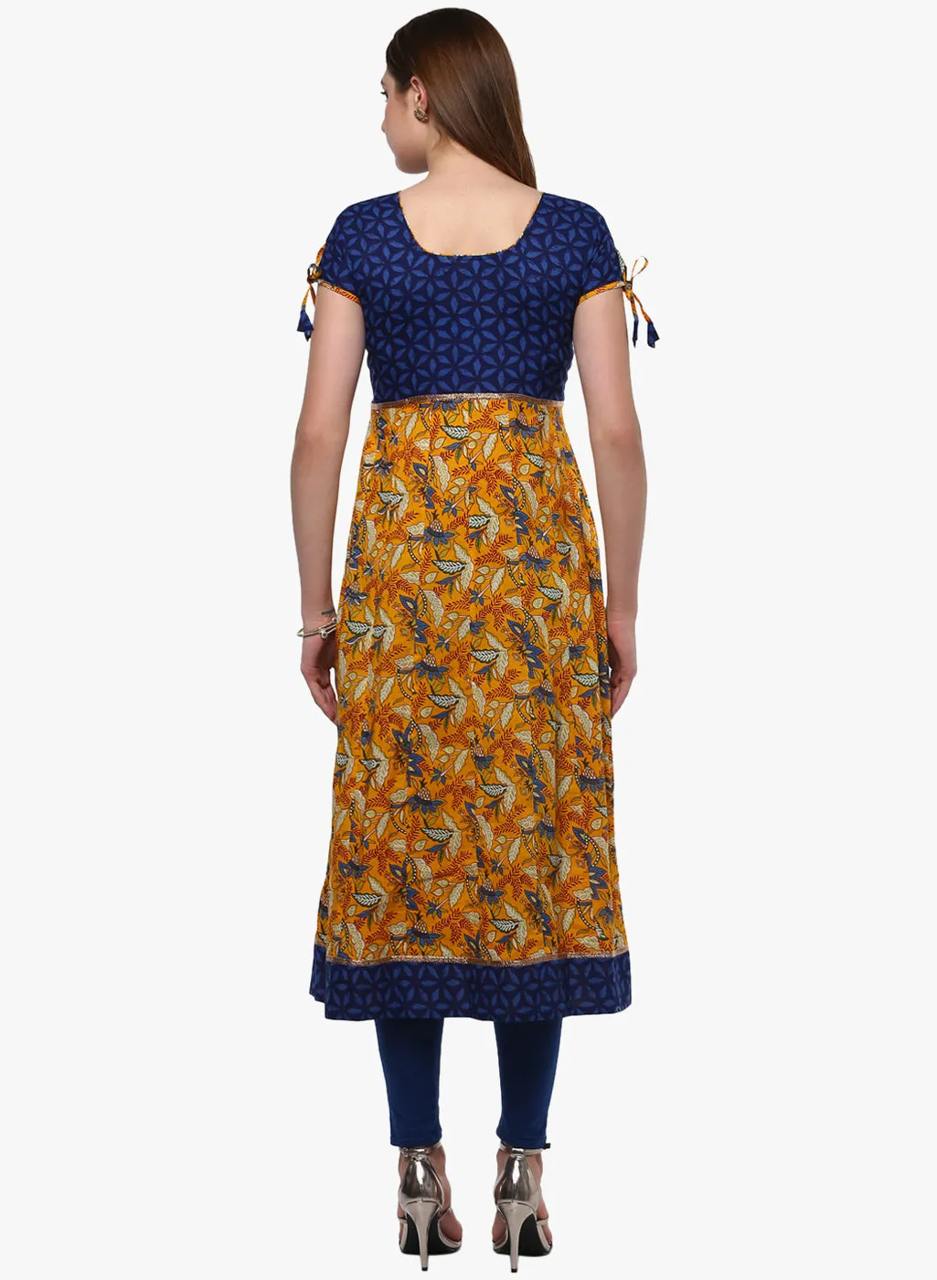 Gorgeous Blue And Mustard Anarkali Plus size