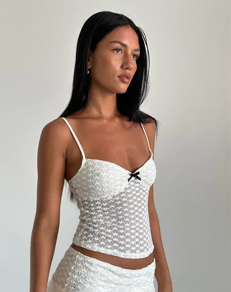 Grafika Cami Top in Ivory Heart Lace