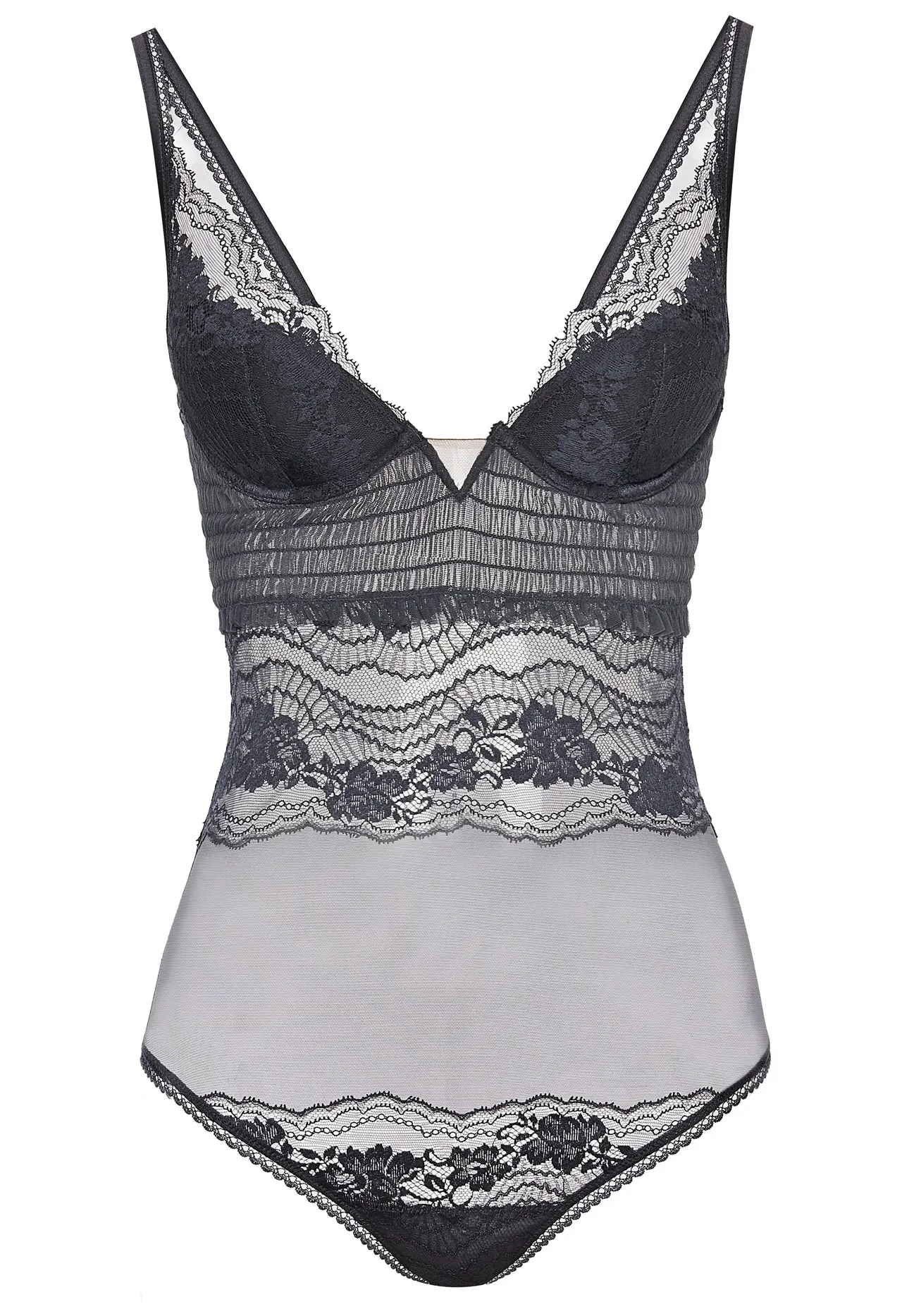 Grey Leavers lace bodysuit