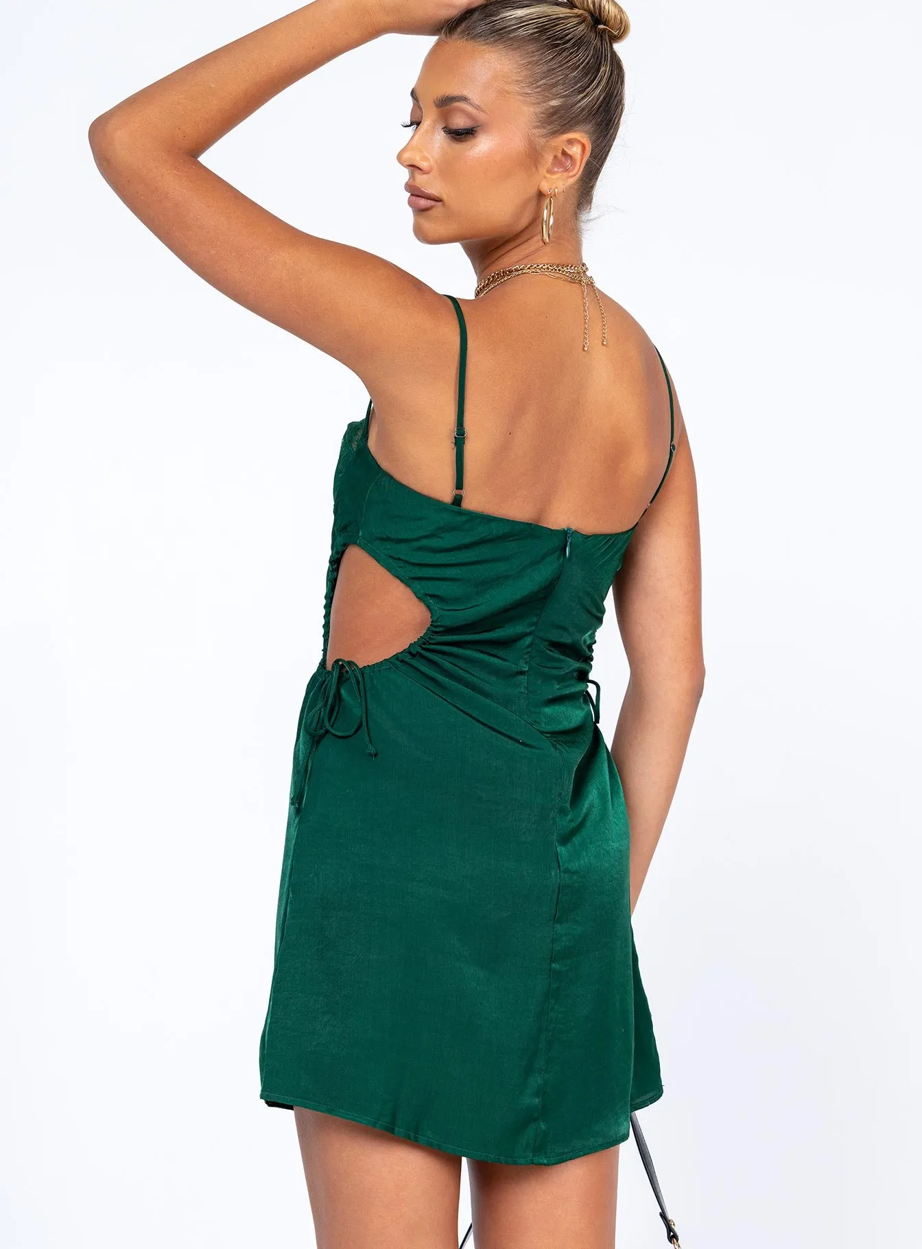 Hazel Cut Out Mini Dress Forest Green