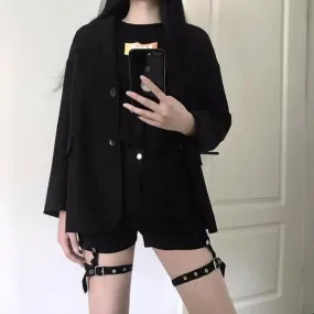 High Waist Shorts With Thigh Buckles