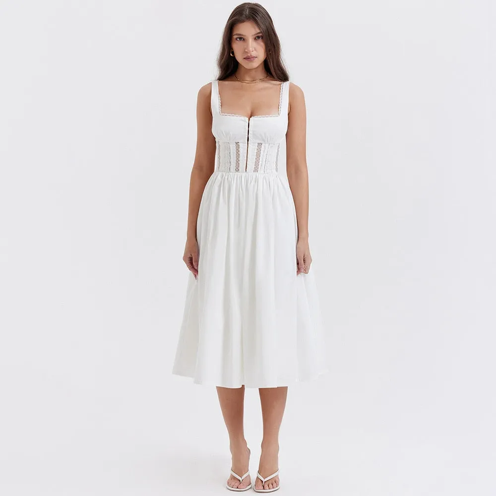 In the Clouds Corset Bustier Midi Dress