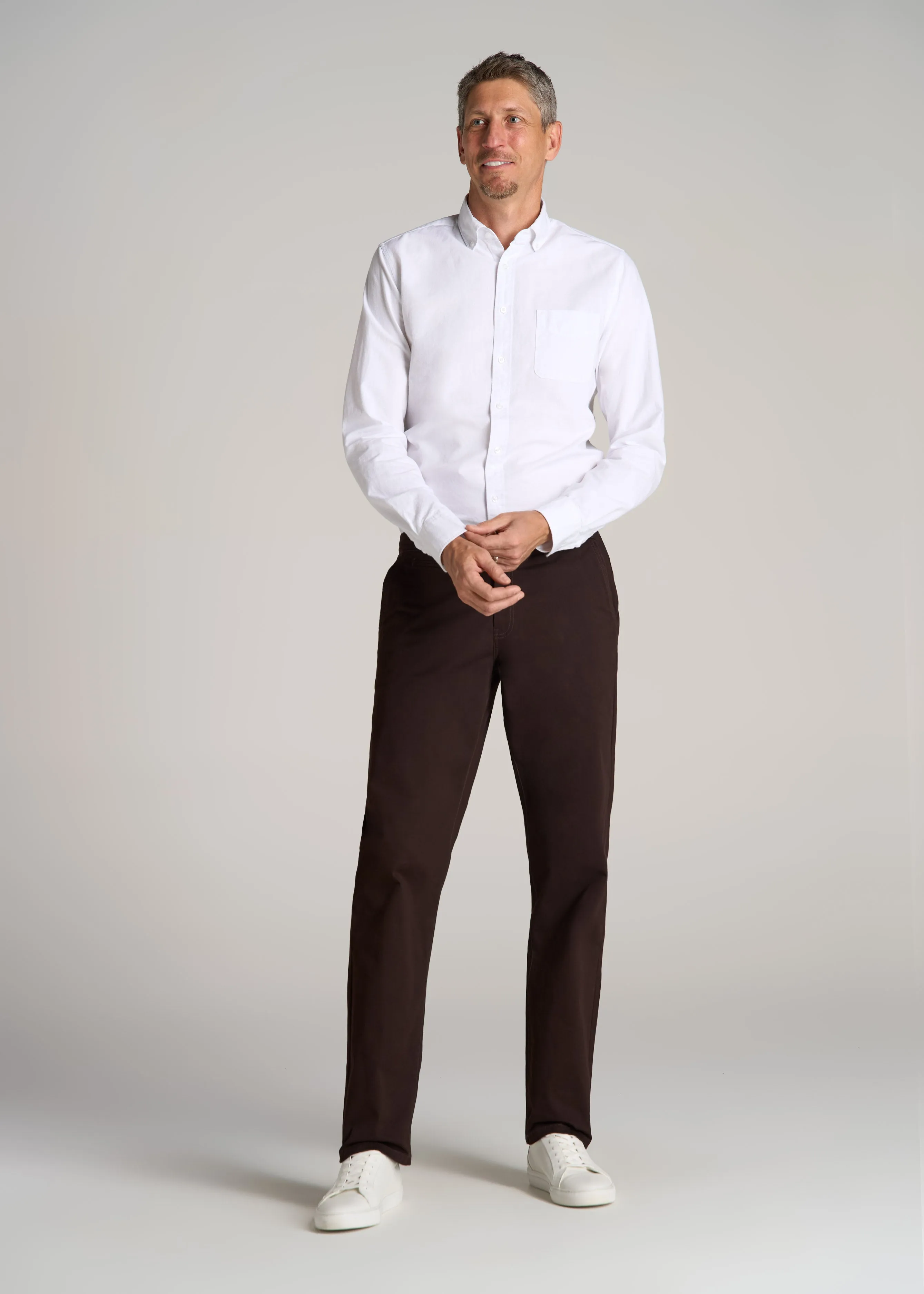 J1 STRAIGHT Leg Chinos in Chocolate - Pants for Tall Men