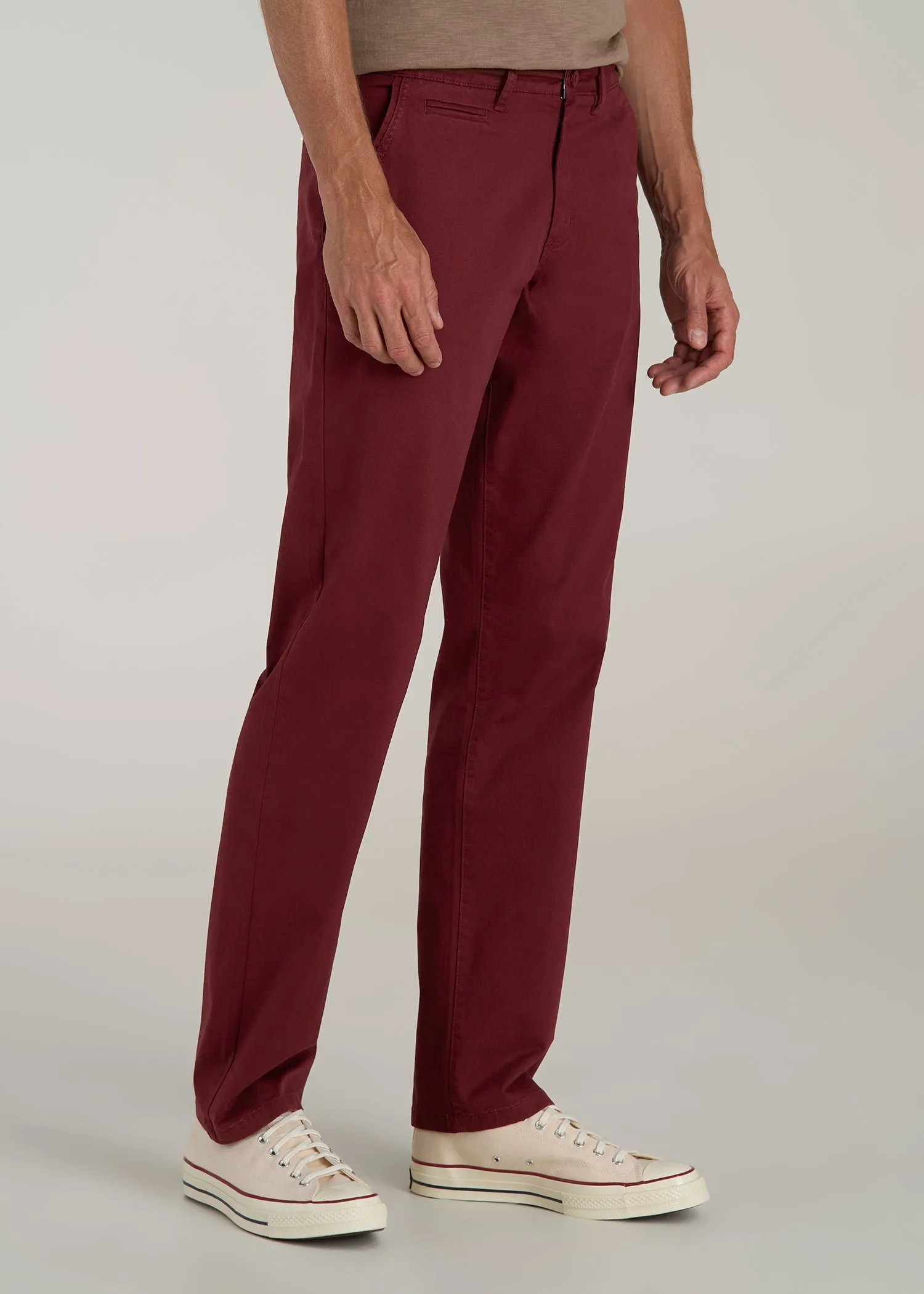 J1 STRAIGHT Leg Chinos in Red Ochre - Pants for Tall Men