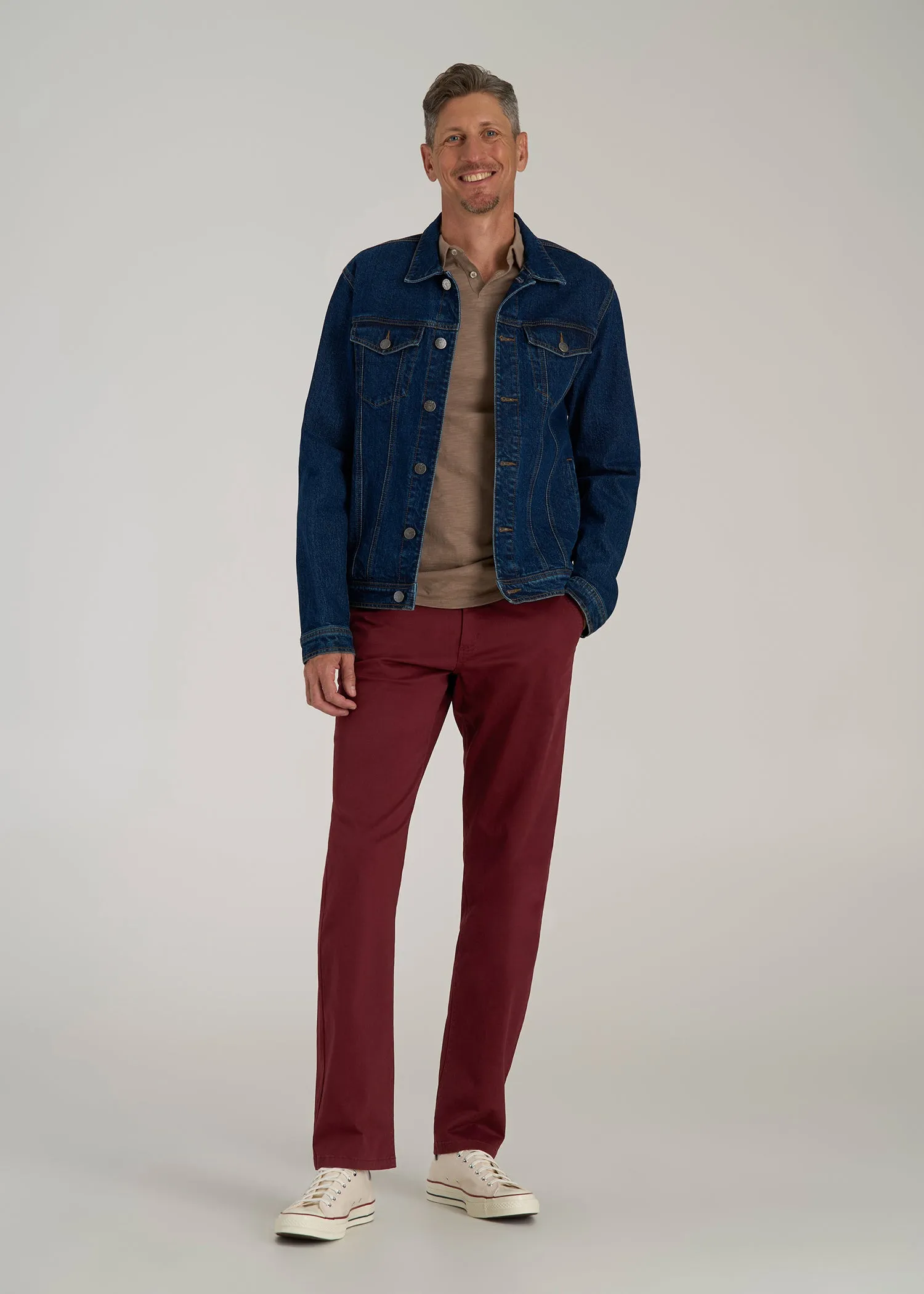 J1 STRAIGHT Leg Chinos in Red Ochre - Pants for Tall Men