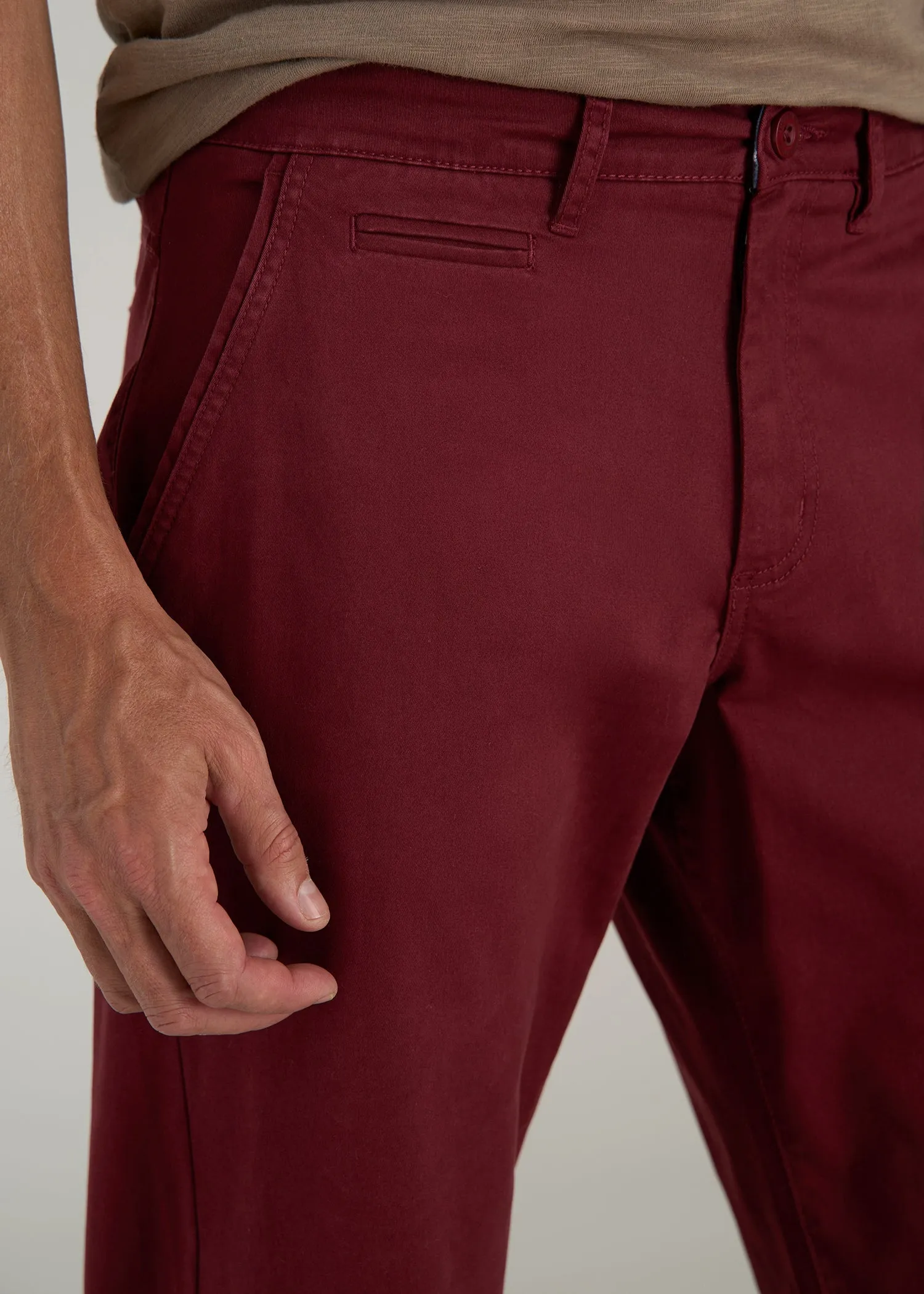 J1 STRAIGHT Leg Chinos in Red Ochre - Pants for Tall Men