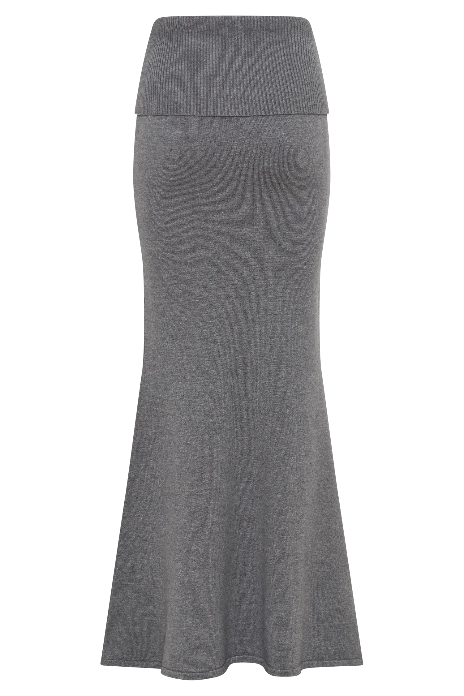 Karlie Knit Maxi Skirt With Ribbed Waist - Charcoal Marle