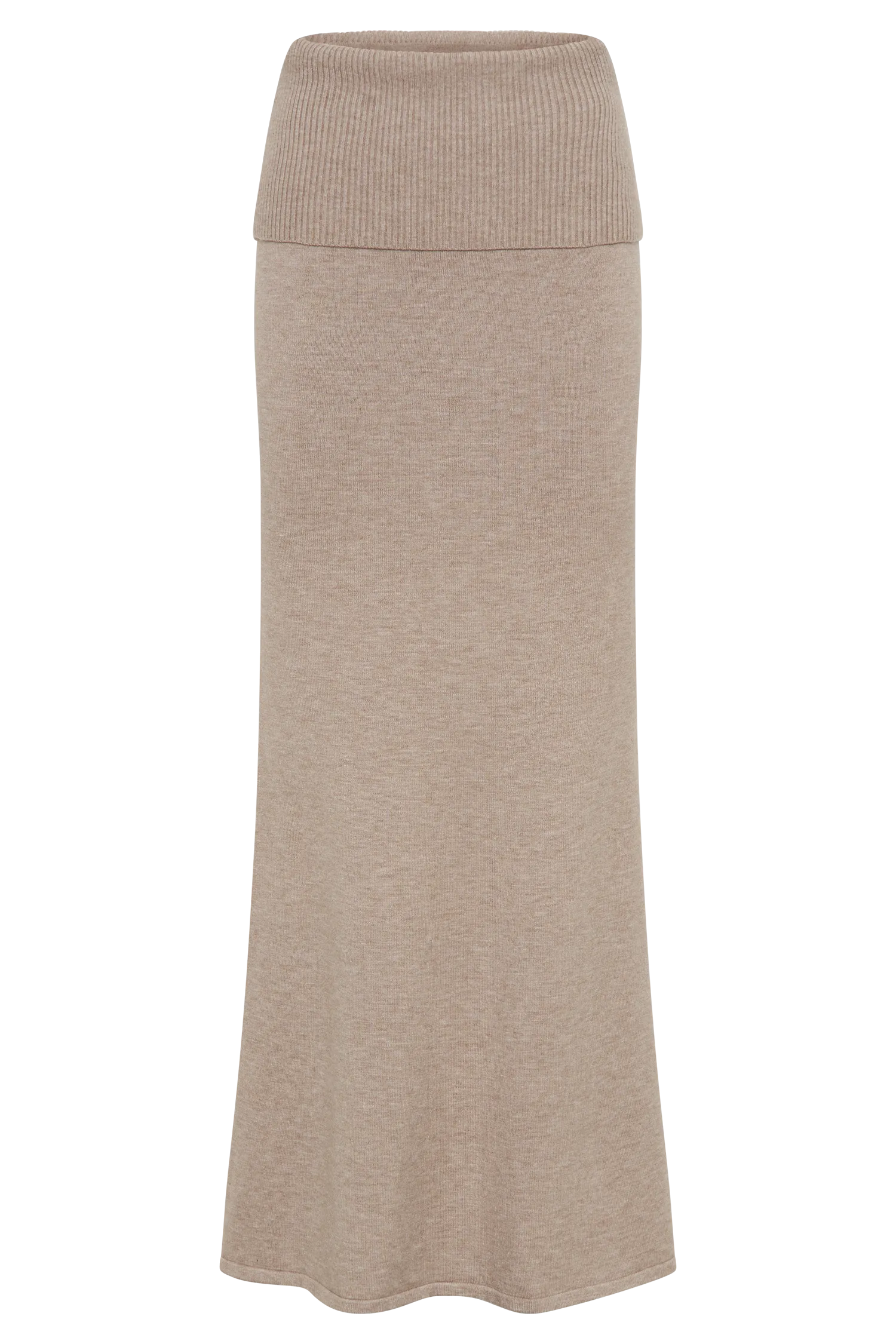 Karlie Knit Maxi Skirt With Ribbed Waist - Taupe Marle