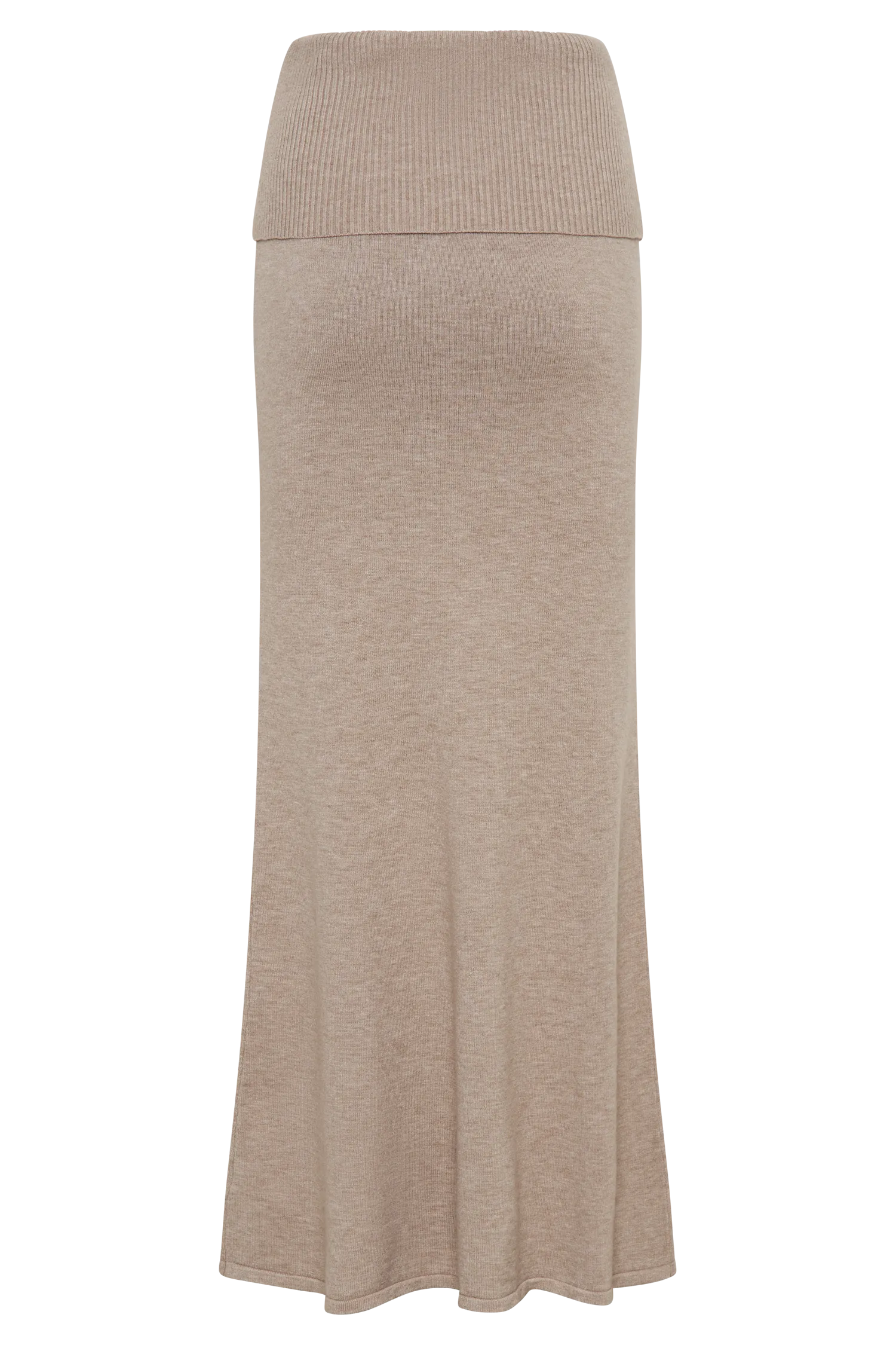 Karlie Knit Maxi Skirt With Ribbed Waist - Taupe Marle