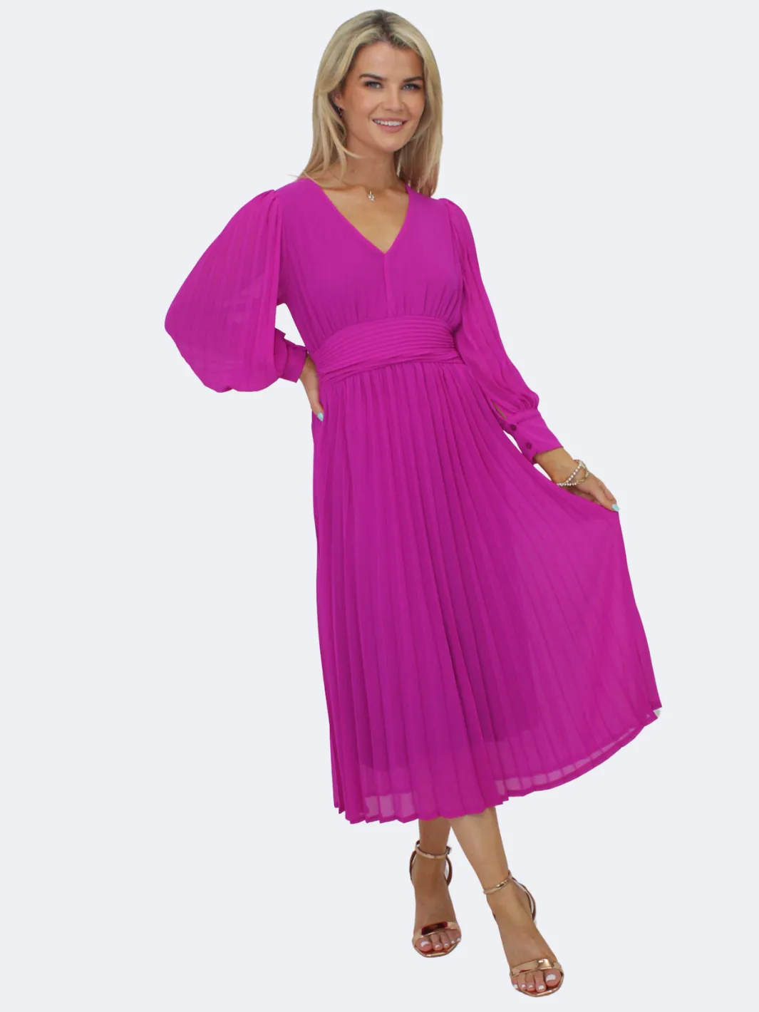 Kate & Pippa Hannah Midi Dress In Magenta