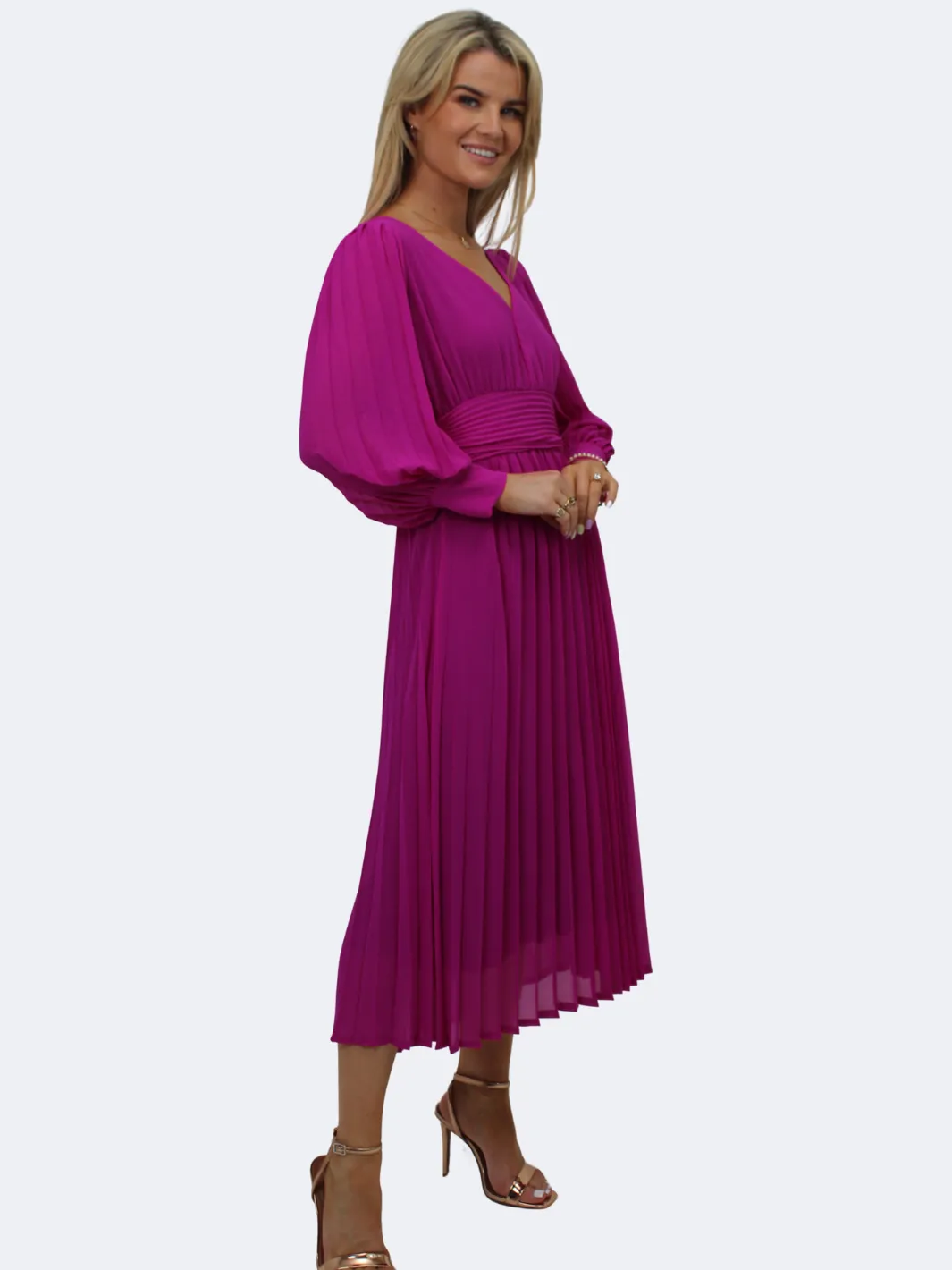 Kate & Pippa Hannah Midi Dress In Magenta