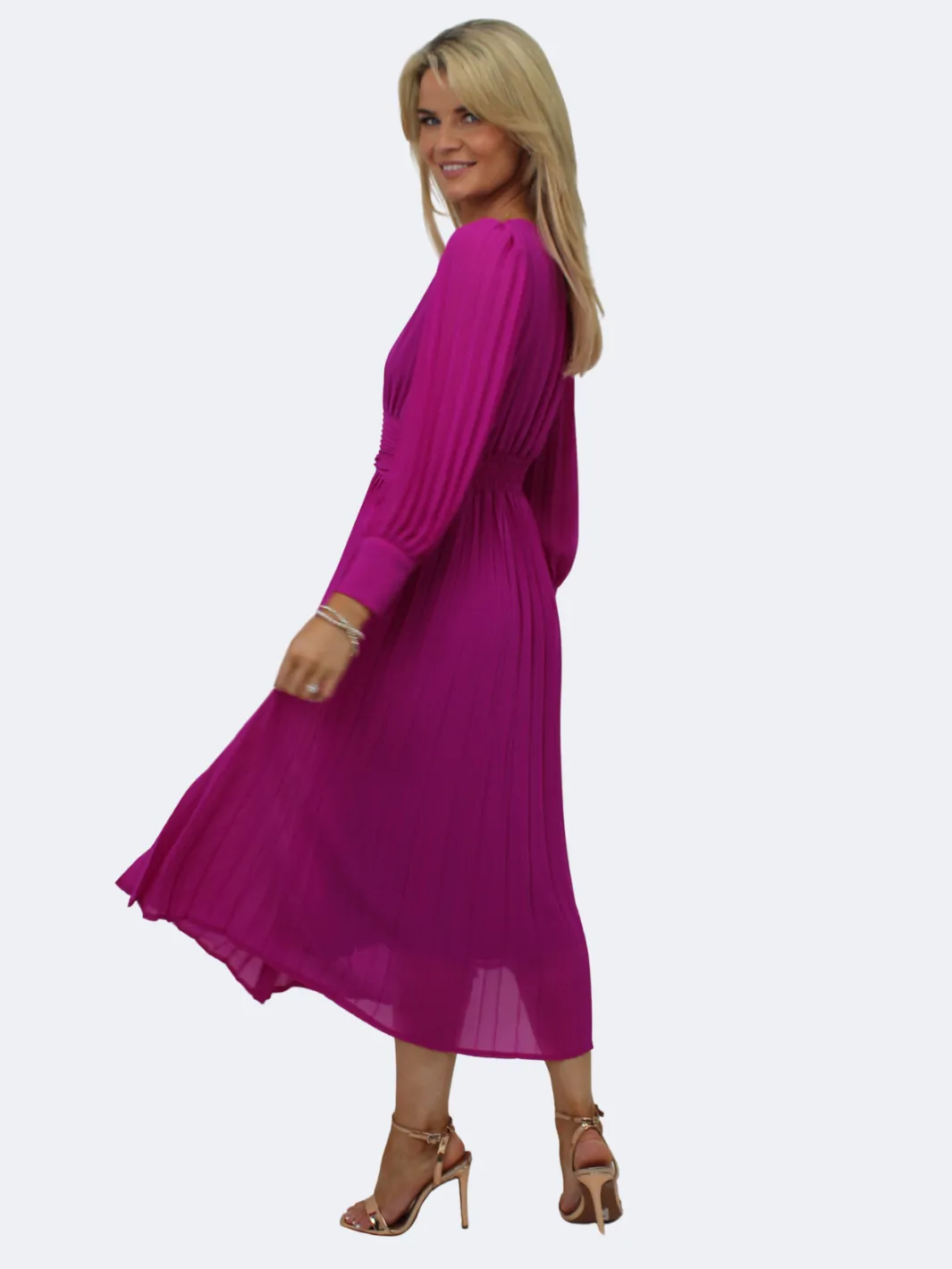 Kate & Pippa Hannah Midi Dress In Magenta