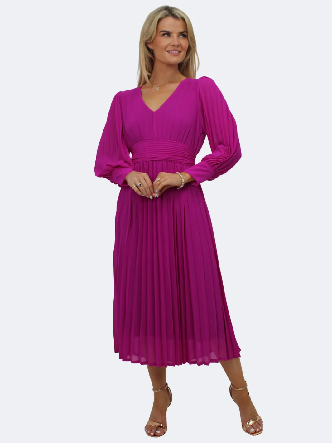 Kate & Pippa Hannah Midi Dress In Magenta