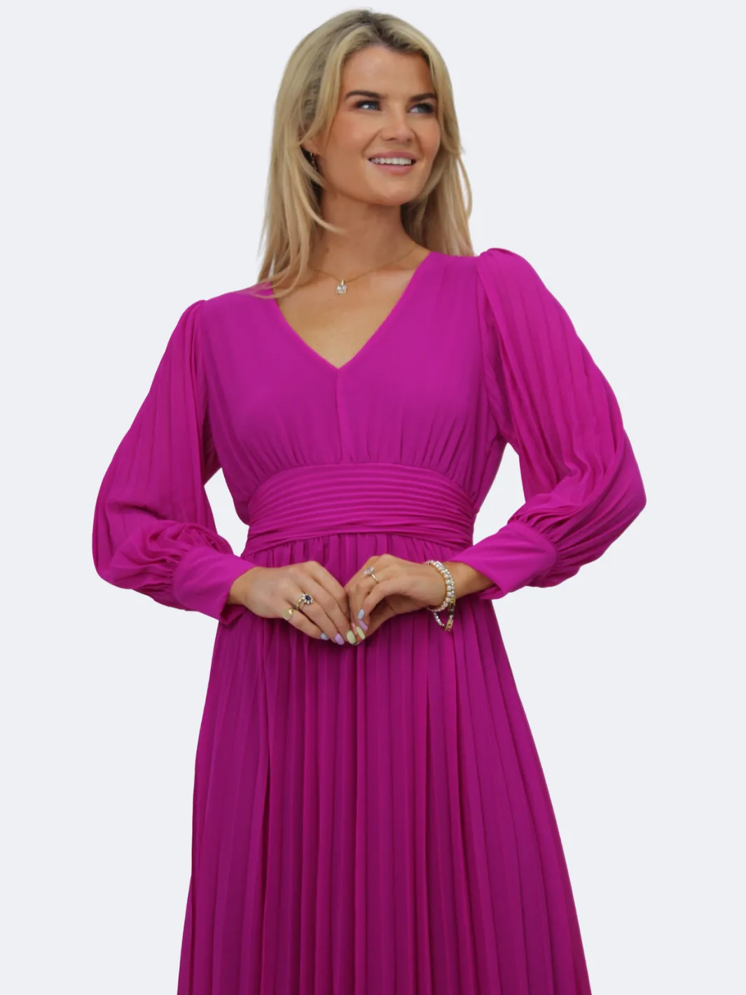 Kate & Pippa Hannah Midi Dress In Magenta