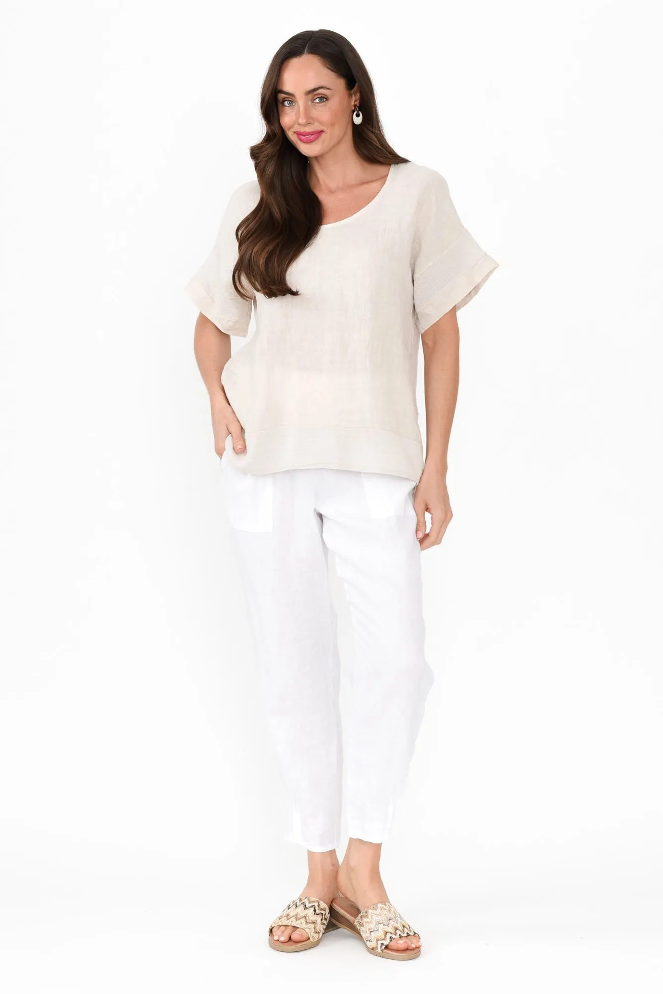 Kaya Beige Linen Top