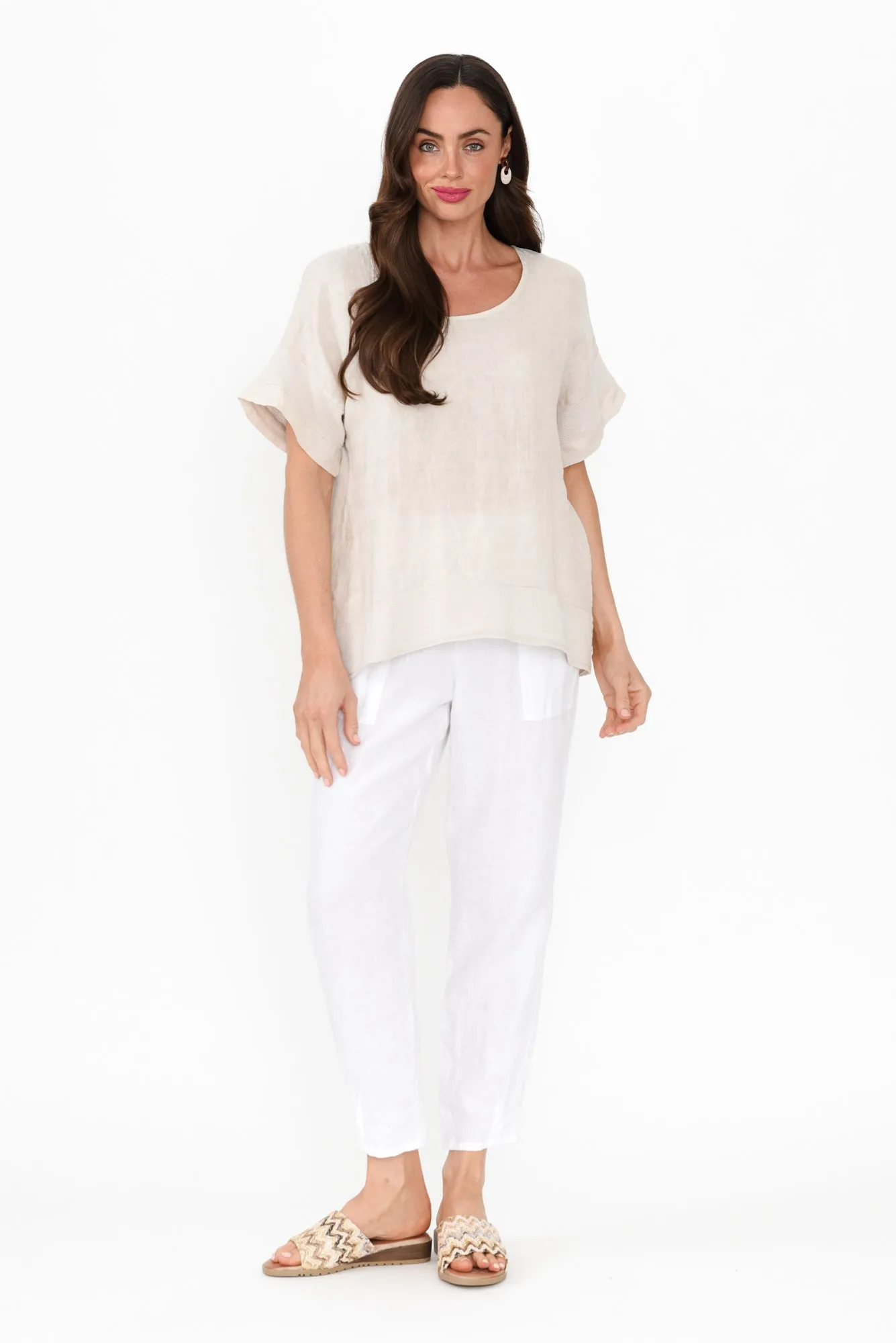 Kaya Beige Linen Top