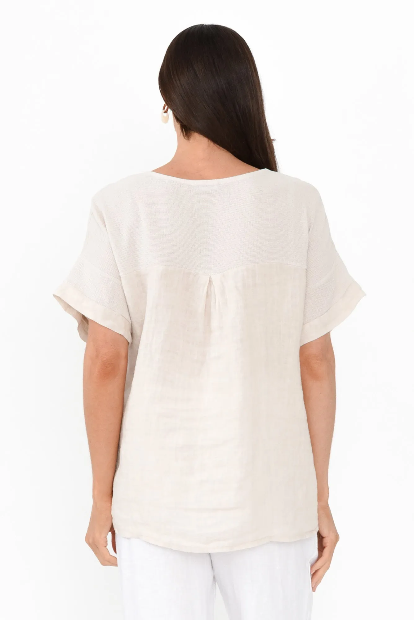 Kaya Beige Linen Top