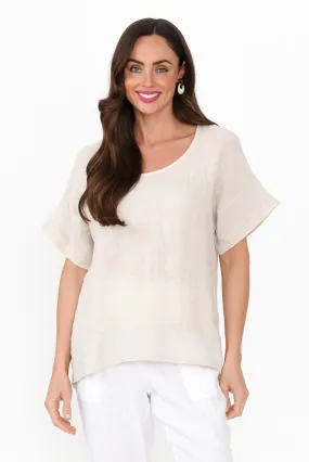 Kaya Beige Linen Top