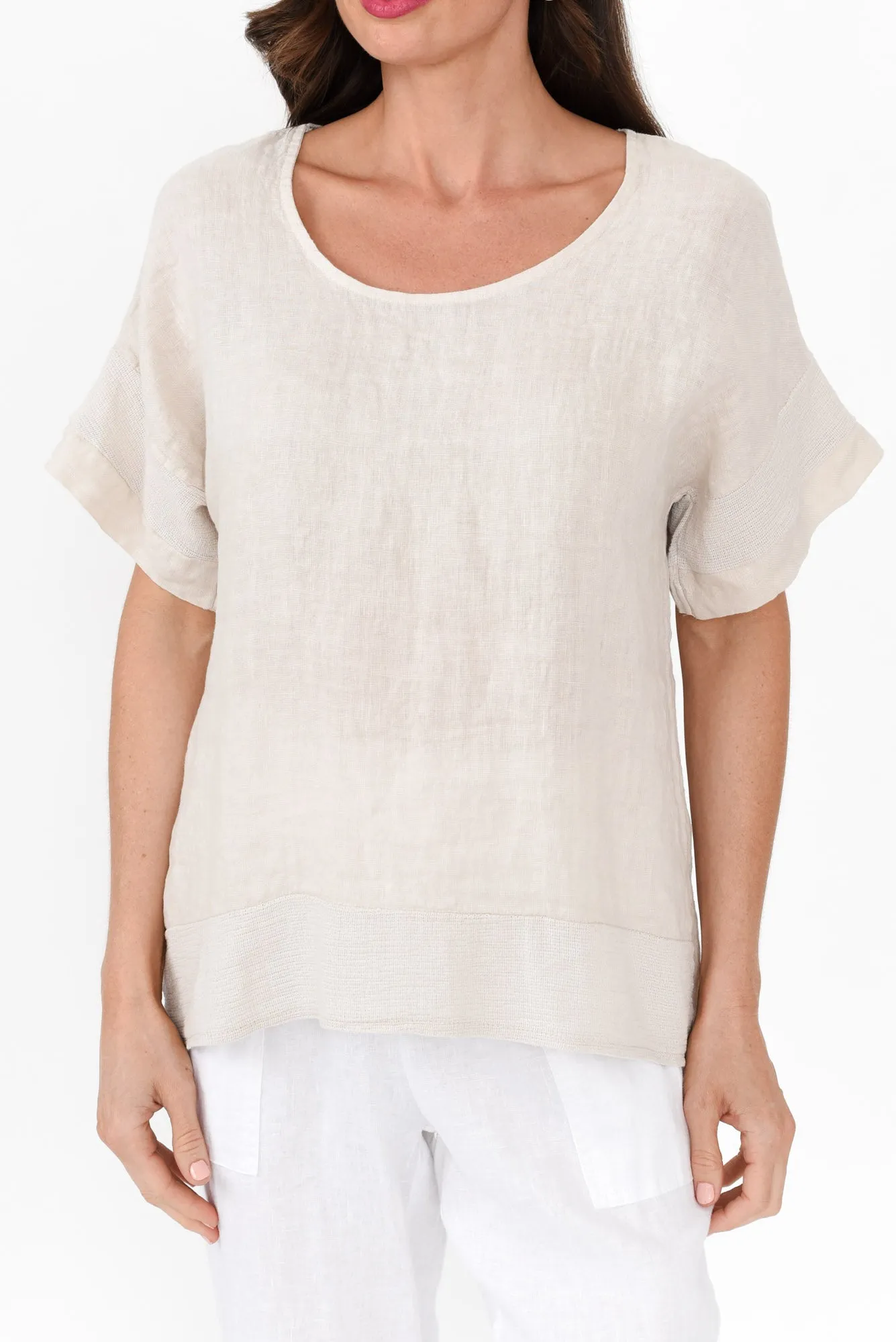 Kaya Beige Linen Top