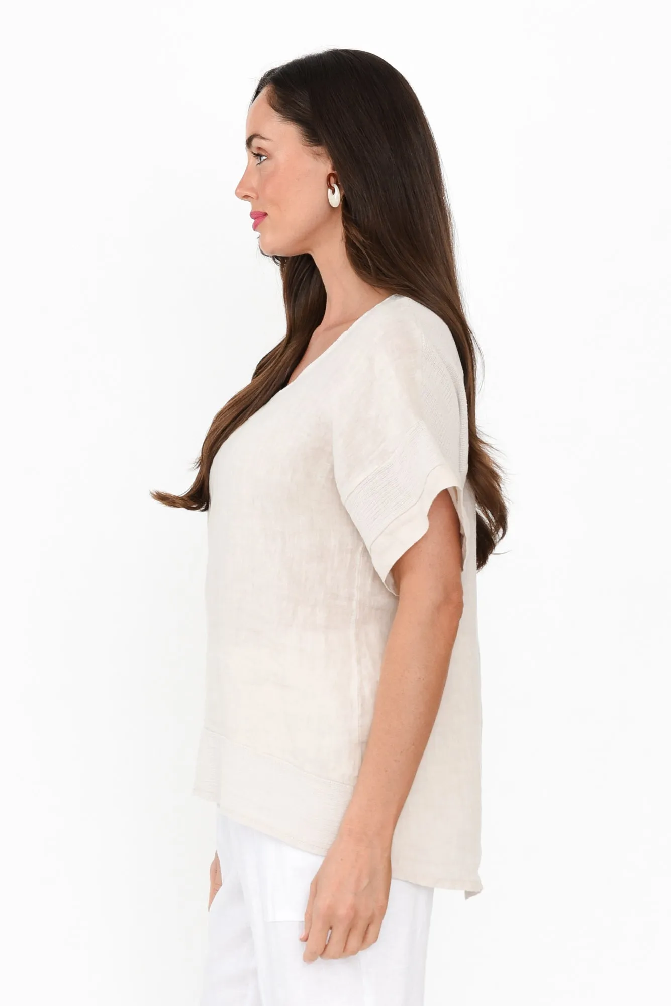 Kaya Beige Linen Top