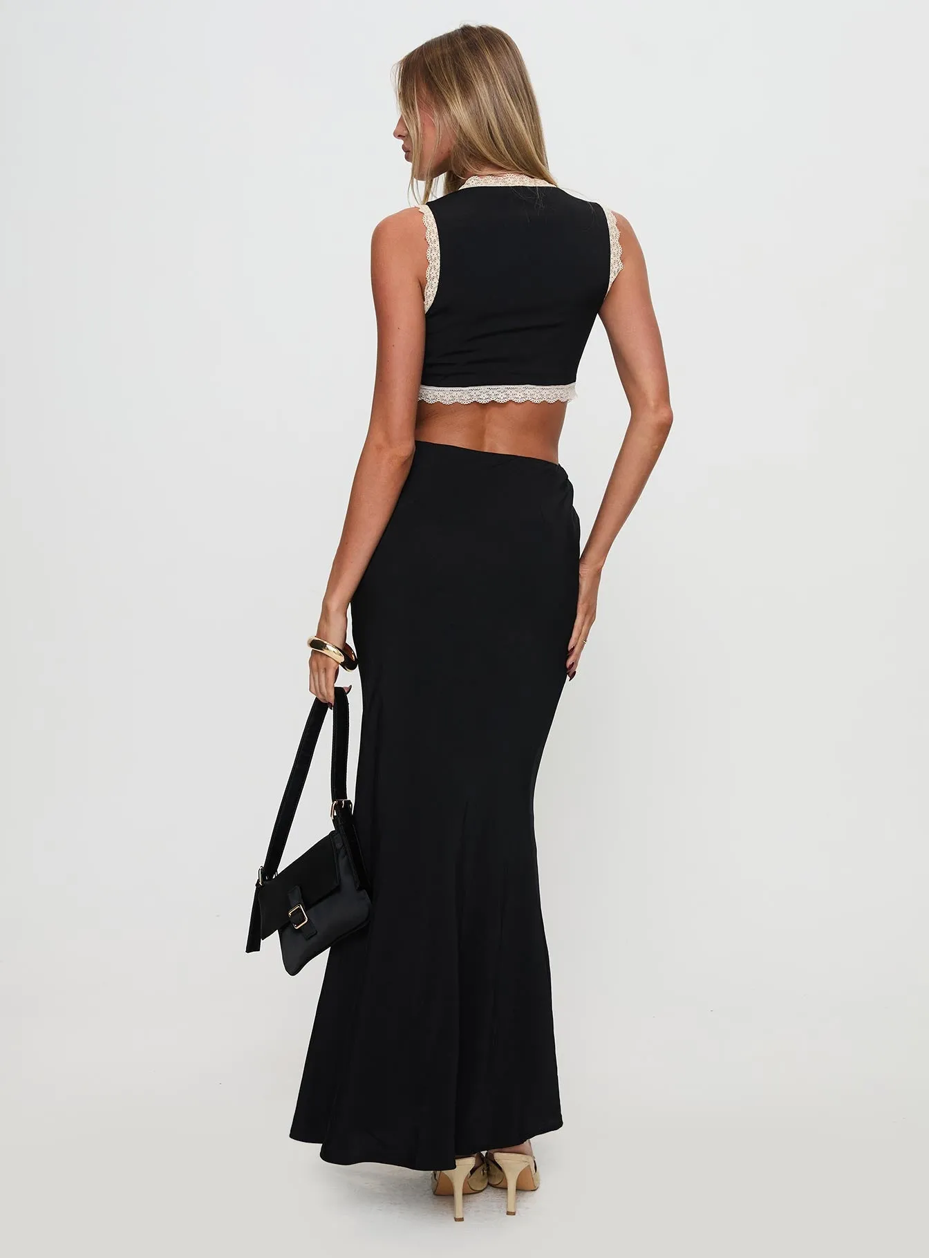 Keila Lace Trim Maxi Dress Black / Cream