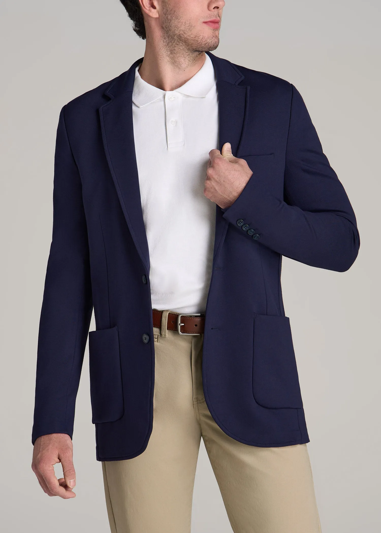 Knit Blazer for Tall Men in Patriot Blue