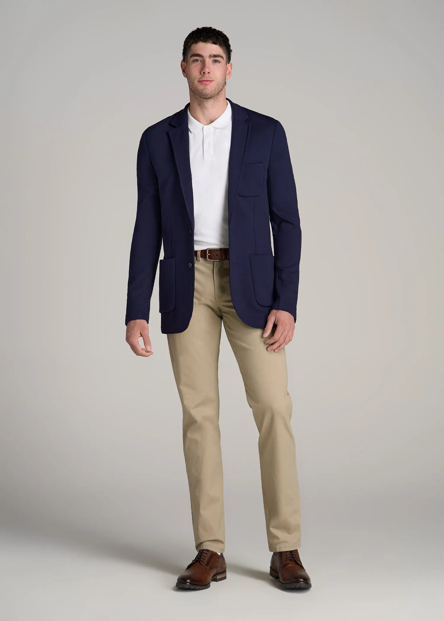 Knit Blazer for Tall Men in Patriot Blue