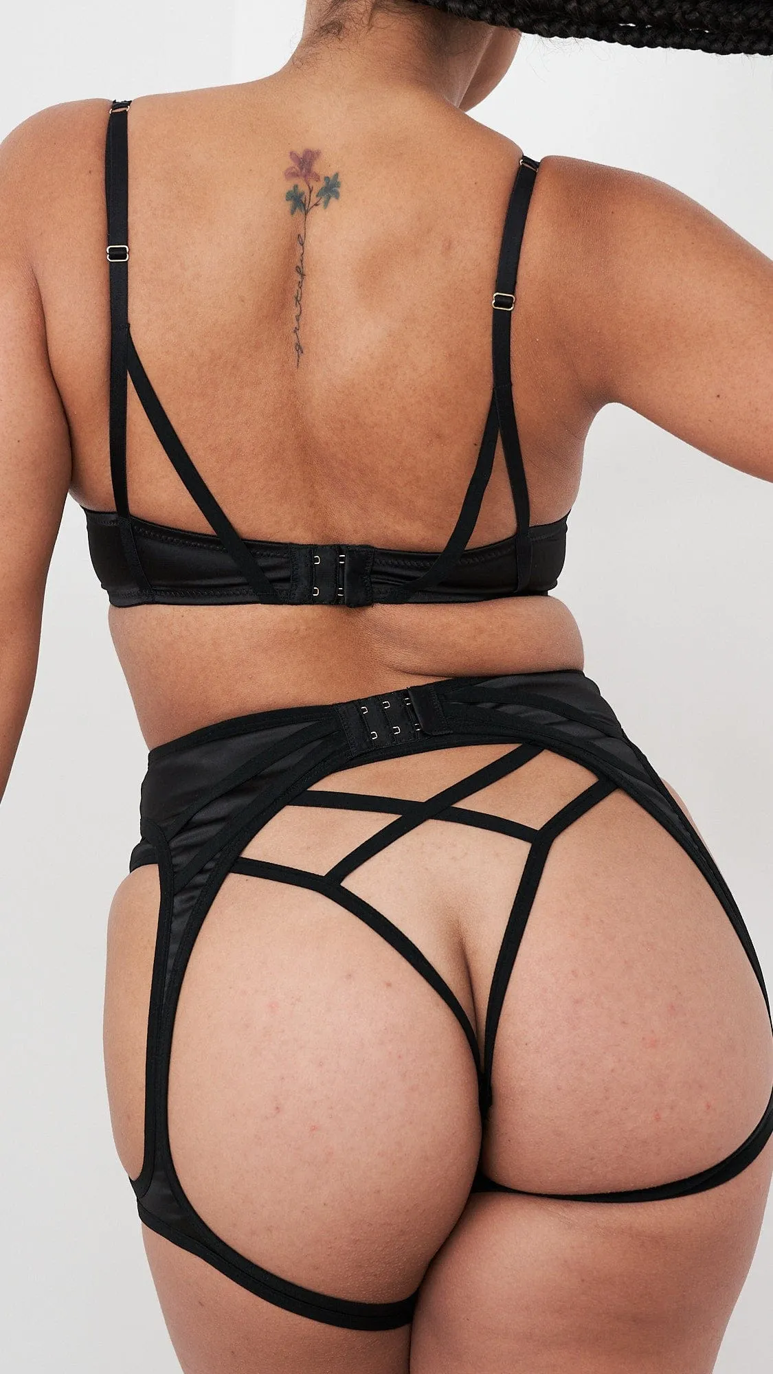 Letty Brief - Satin Strappy Cut Out Brief Black