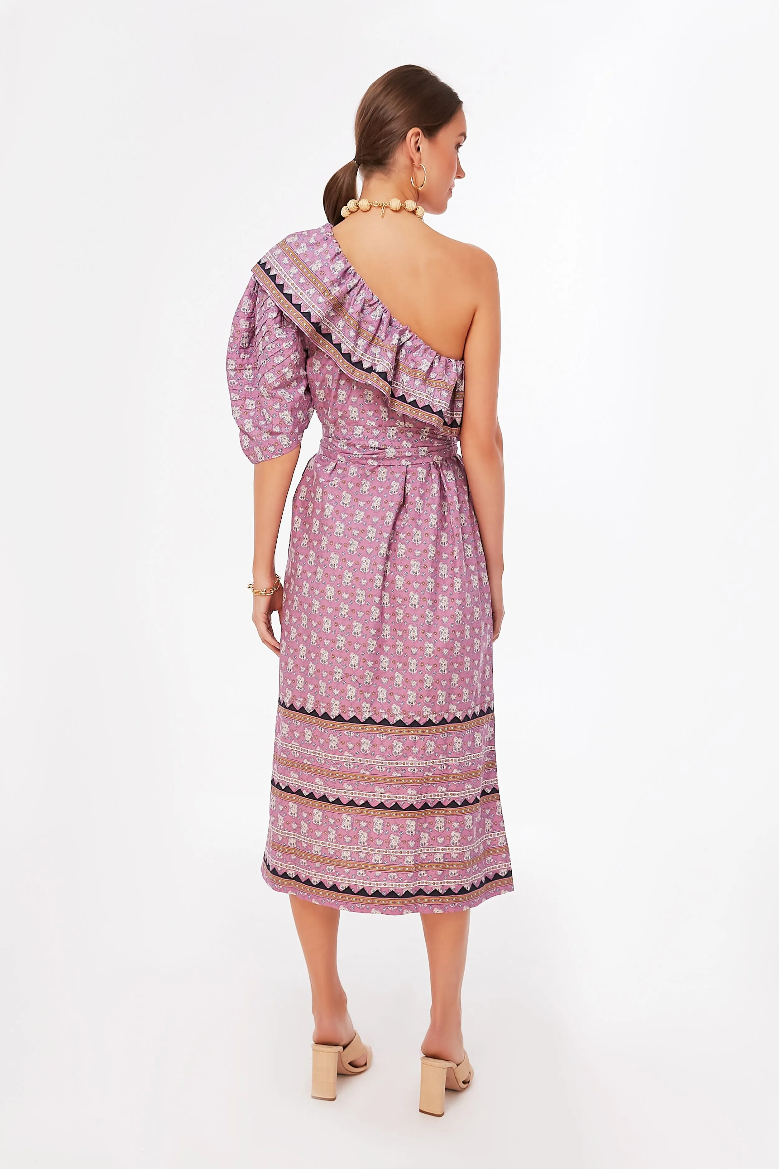 Lilac Perry Border One Shoulder Dress