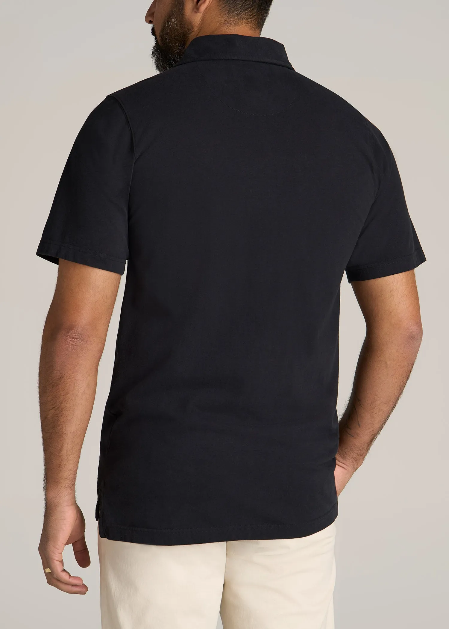 LJ&S Ultra Soft Short Sleeve Cotton Polo for Tall Men in Vintage Black