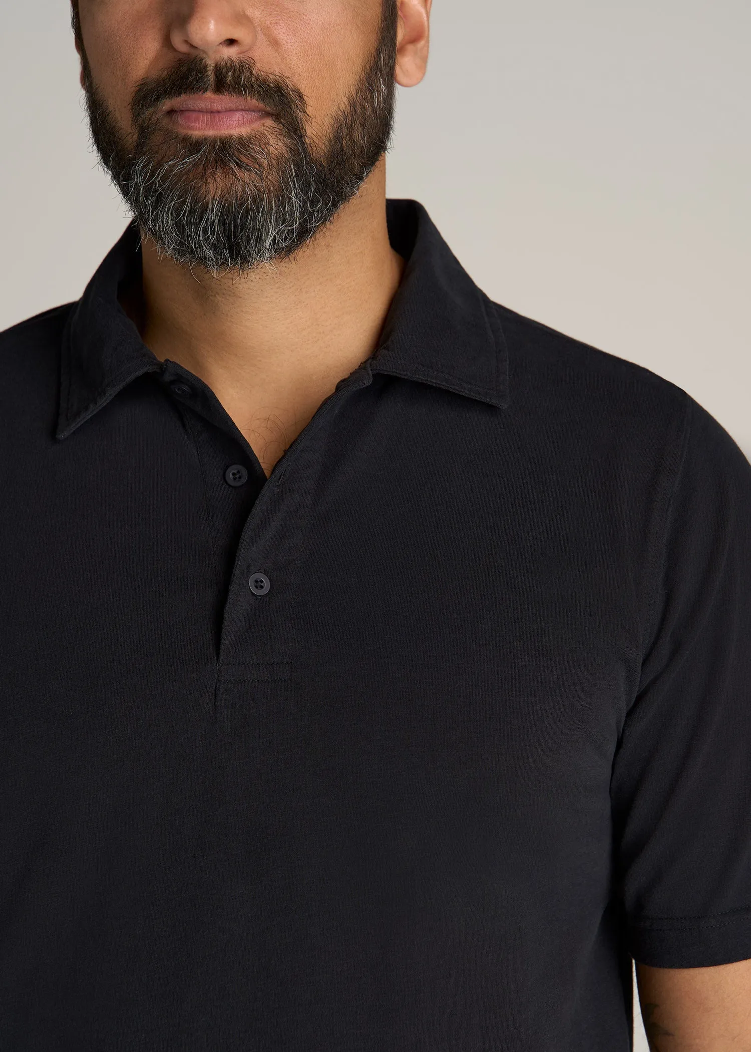 LJ&S Ultra Soft Short Sleeve Cotton Polo for Tall Men in Vintage Black