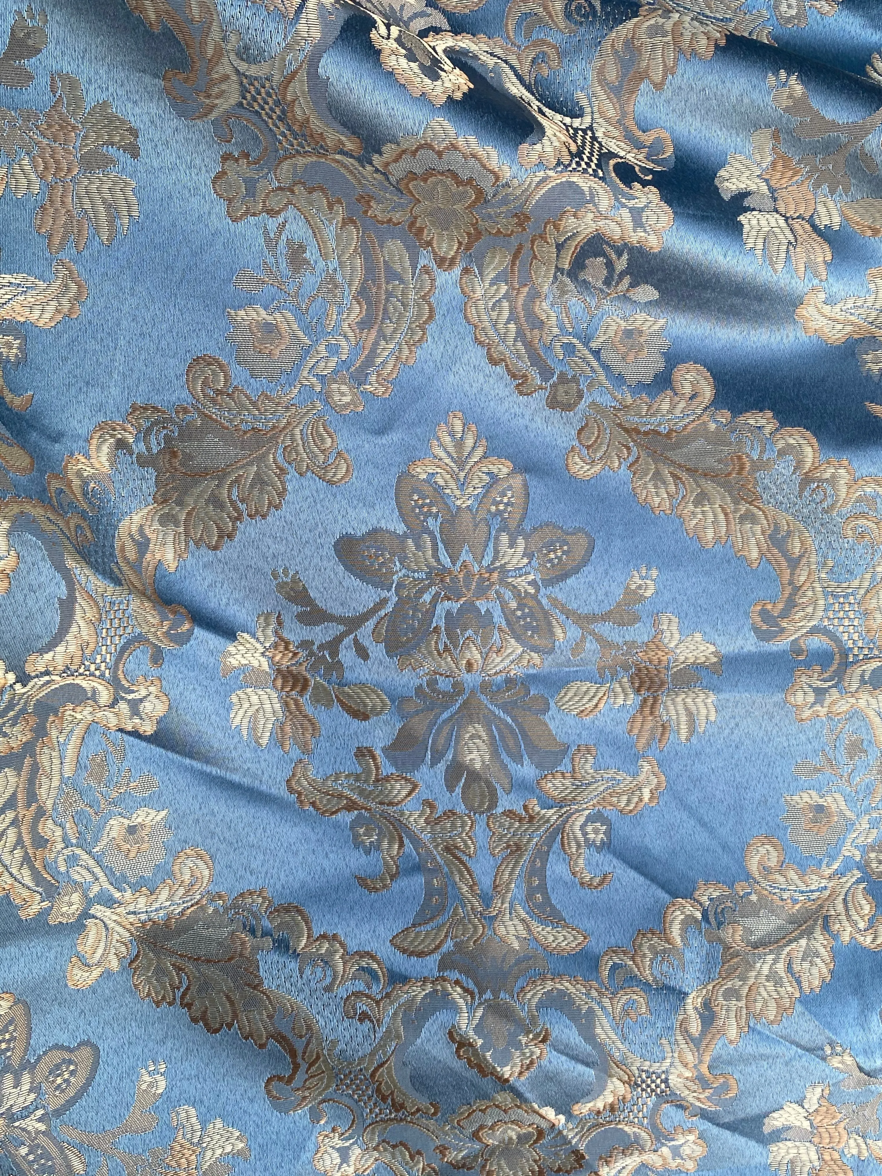 Lucas Satin Medallion Sky Blue Fabric