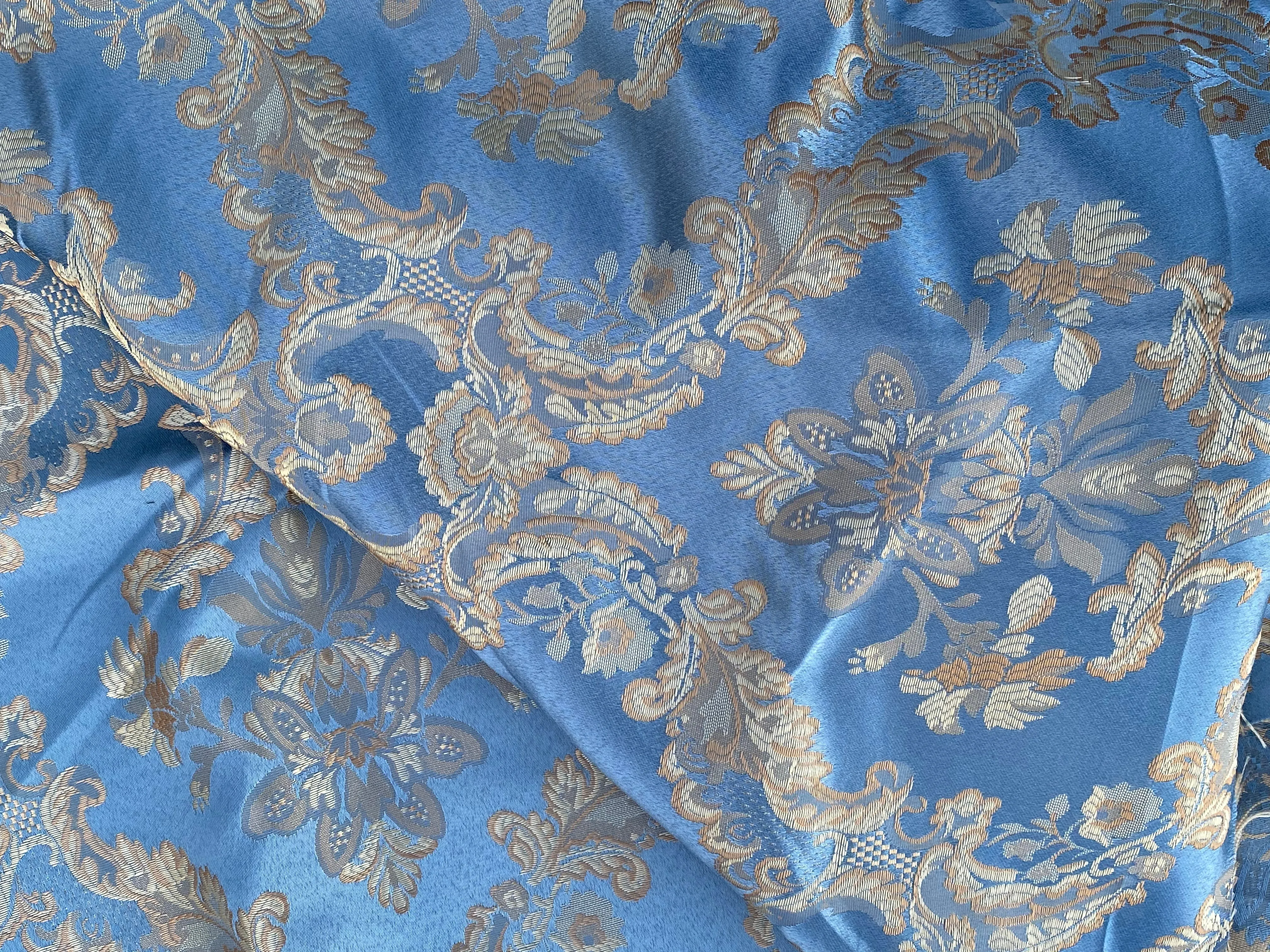 Lucas Satin Medallion Sky Blue Fabric