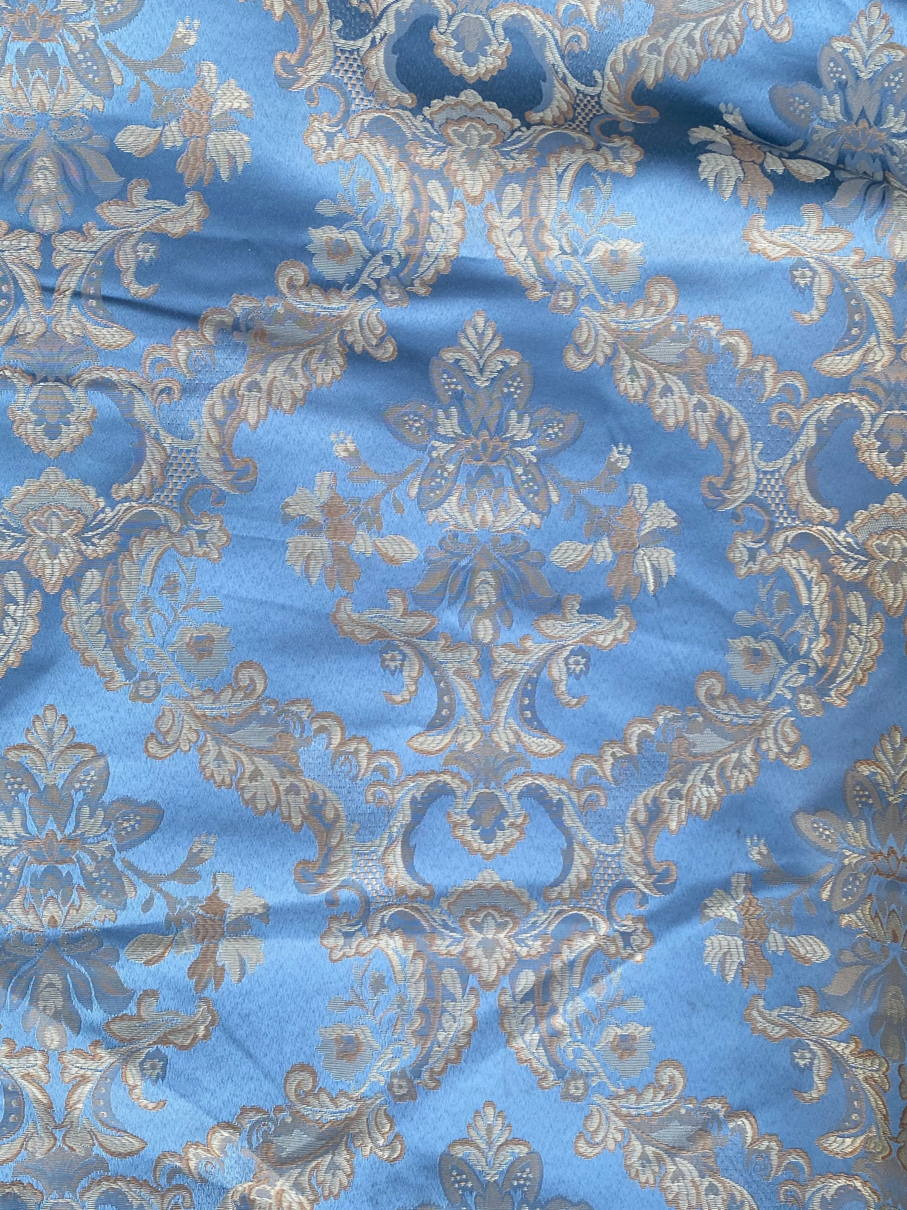 Lucas Satin Medallion Sky Blue Fabric