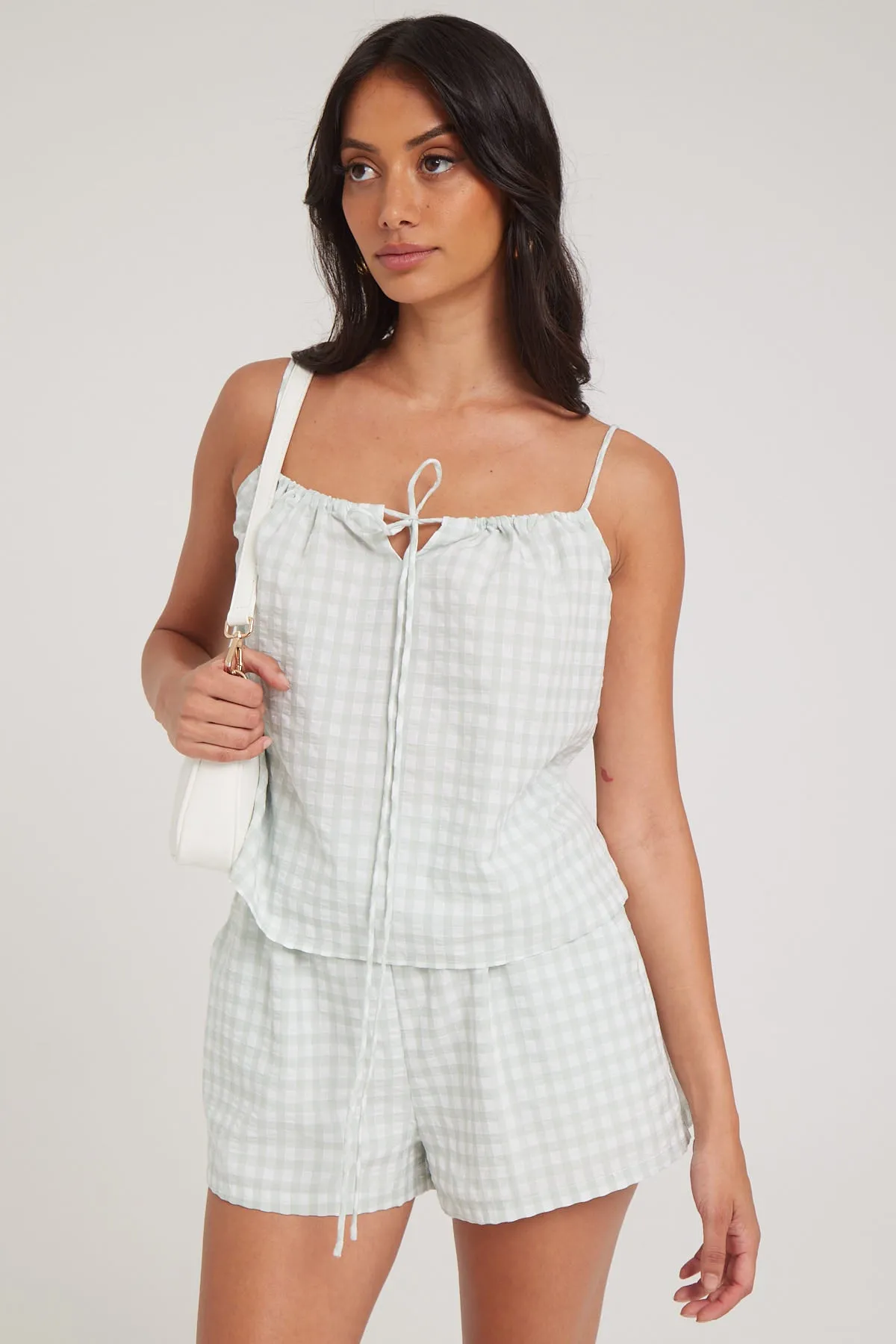 Luck & Trouble Gretta Gingham Cami Green Print