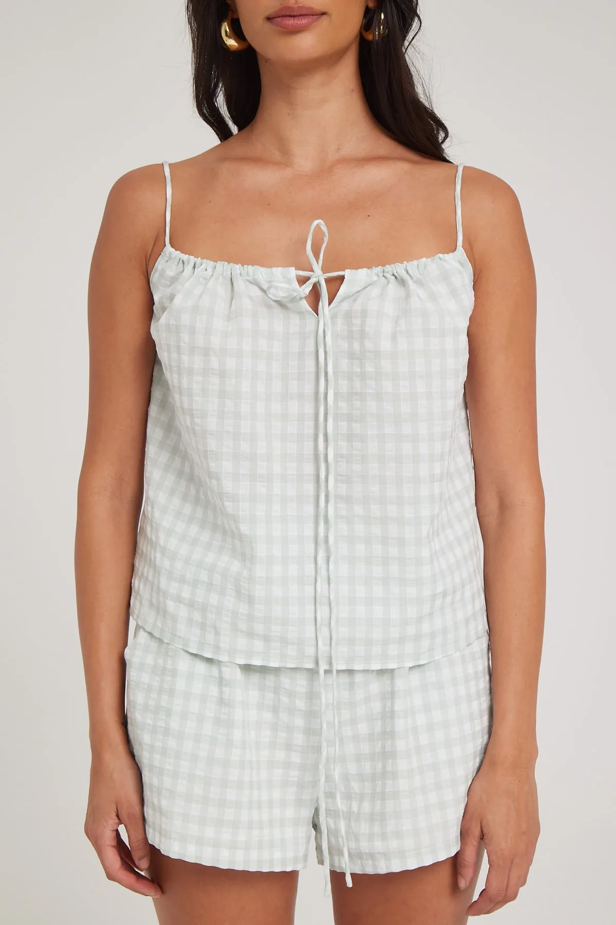 Luck & Trouble Gretta Gingham Cami Green Print