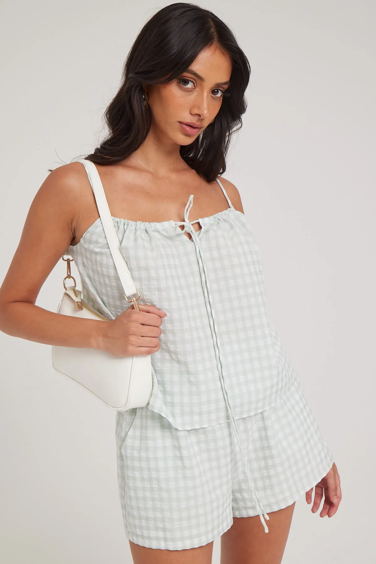 Luck & Trouble Gretta Gingham Cami Green Print